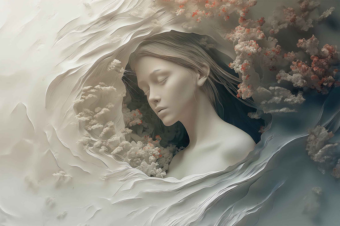 3D Illusion Woman Wallpaper | Embossed Wall Mural YK-02542 peel and stick wallpaper