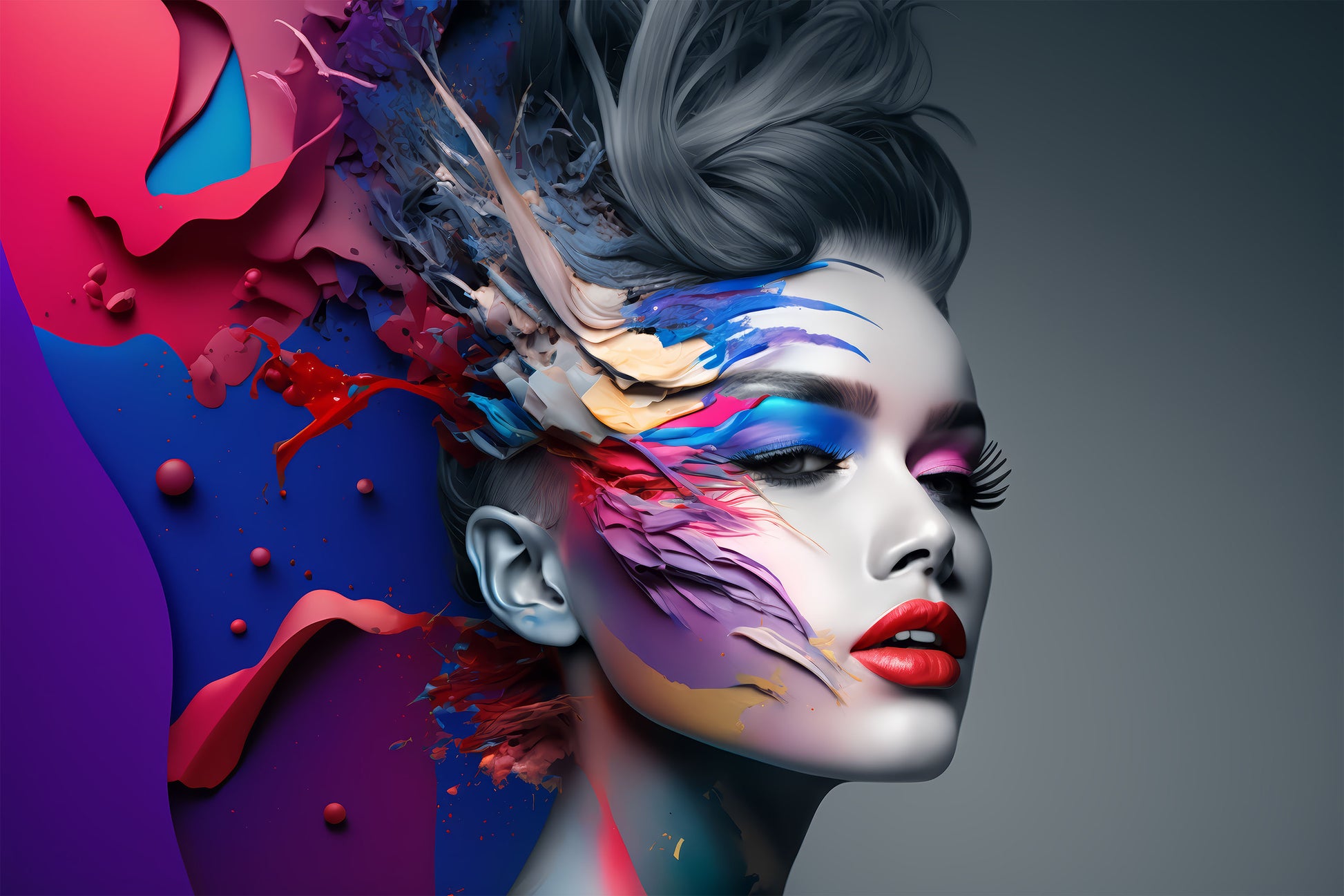 Beautiful Woman Wallpaper  Hairdresser Wall Mural YK-00778