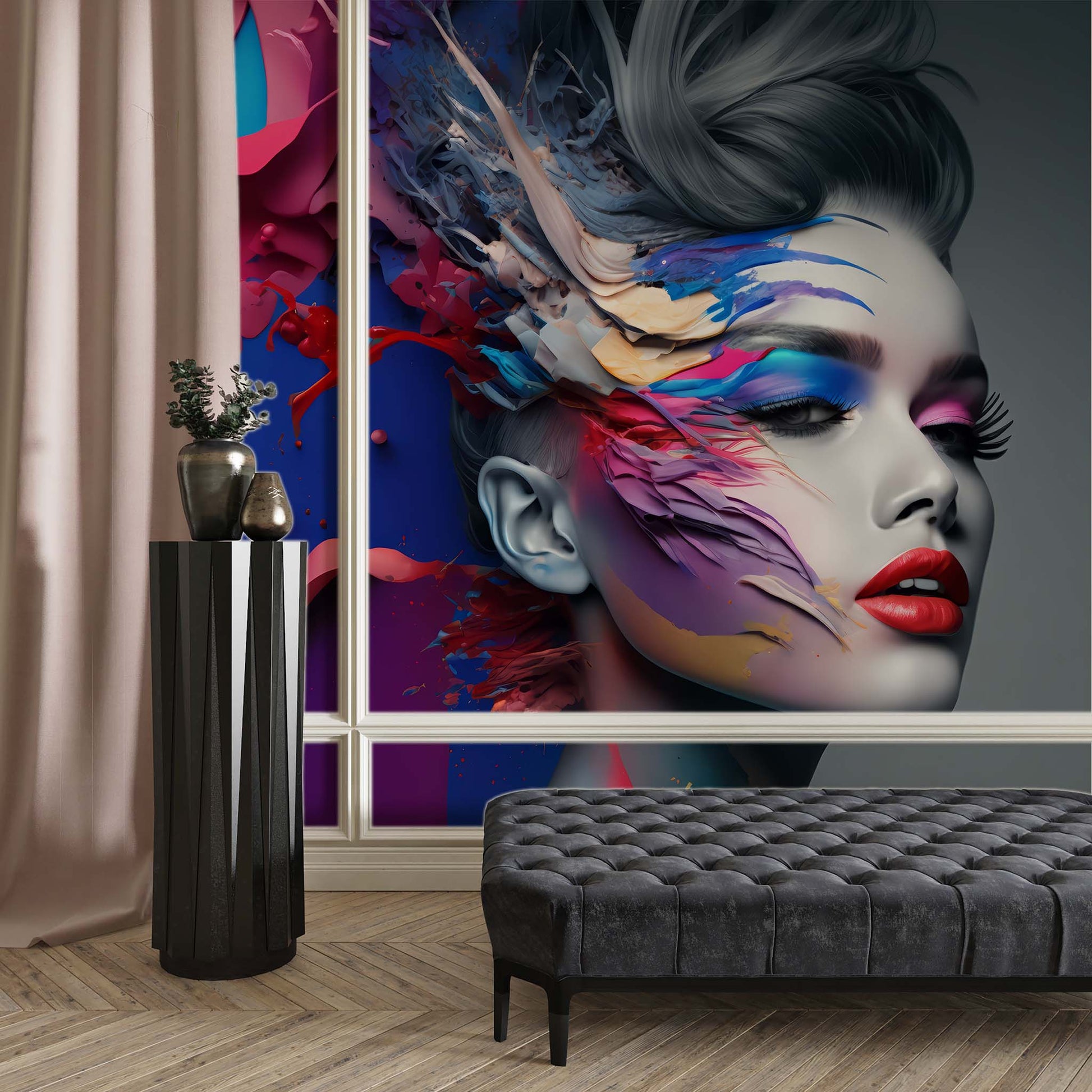 Beautiful Woman Wallpaper  Hairdresser Wall Mural YK-00778