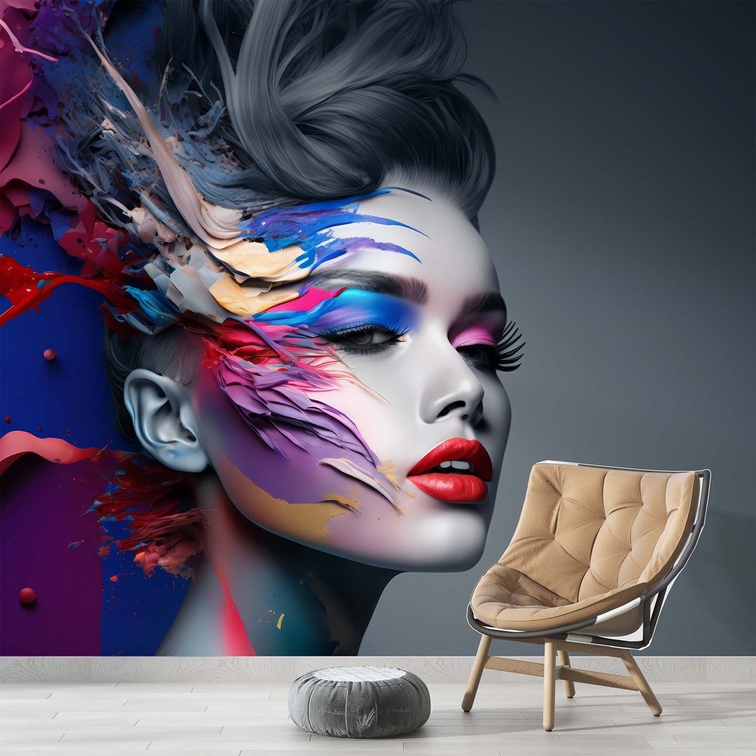Beautiful Woman Wallpaper  Hairdresser Wall Mural YK-00778