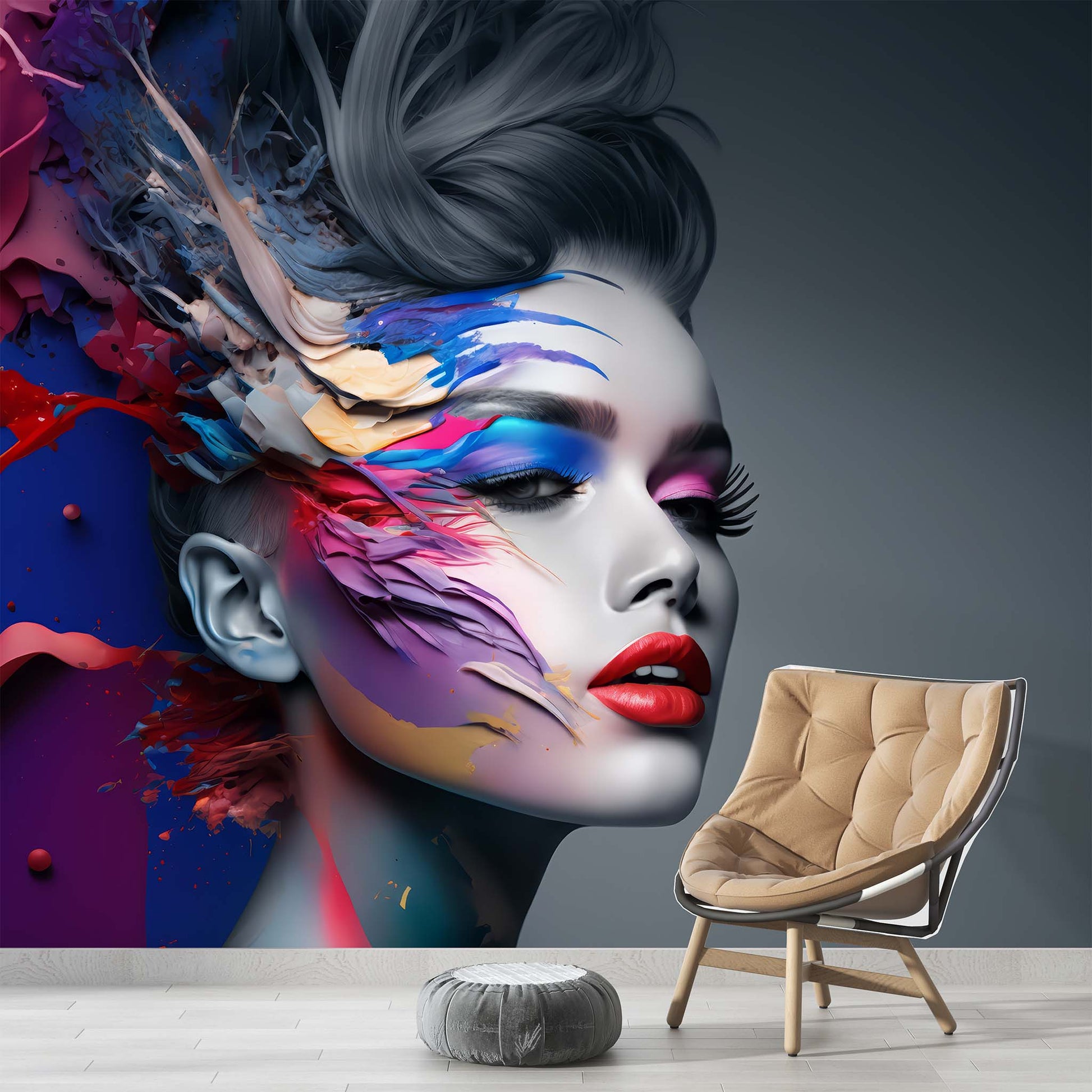 Beautiful Woman Wallpaper  Hairdresser Wall Mural YK-00778