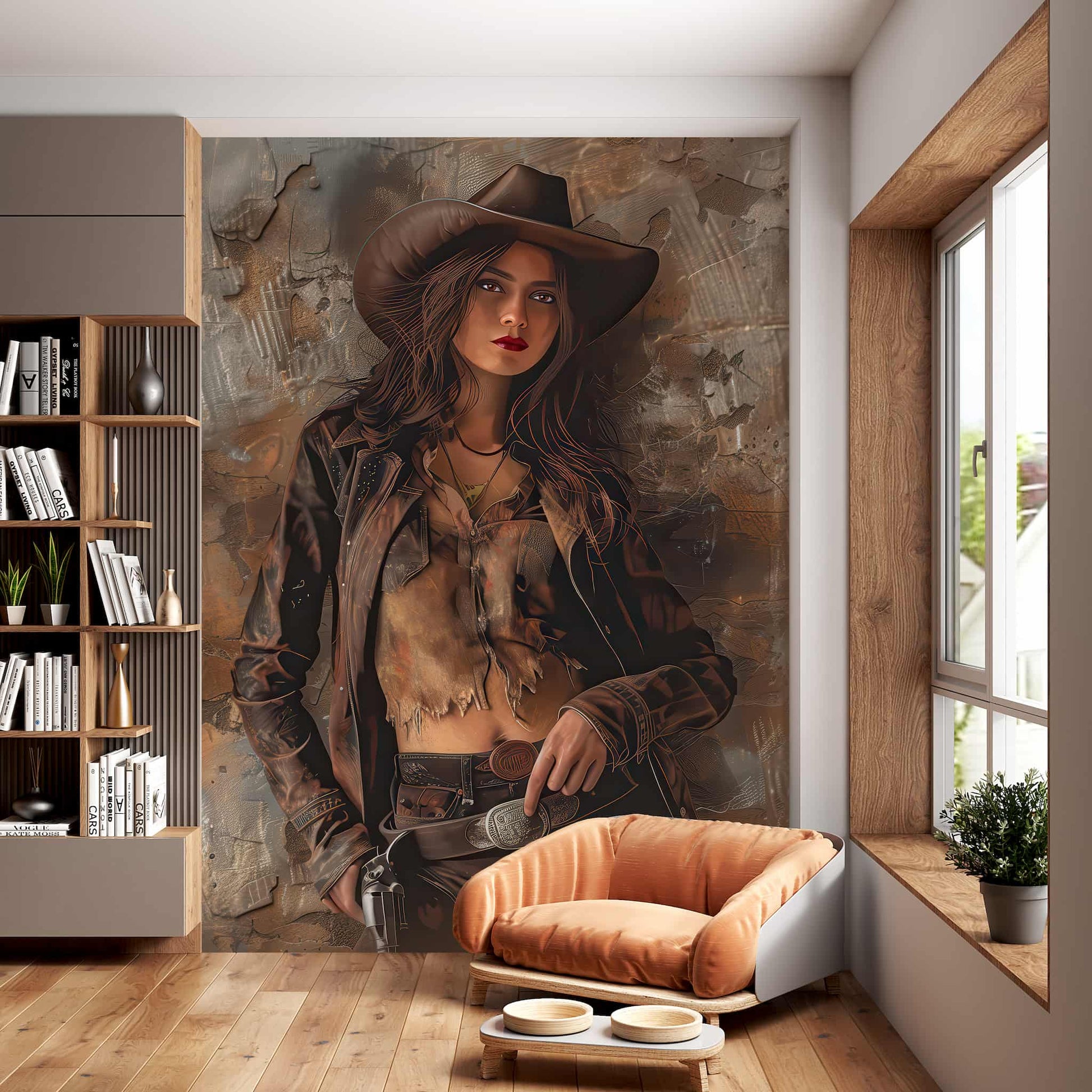 Boho Cowgirl Wallpaper - Vintage Western Wall Mural YMO-05100