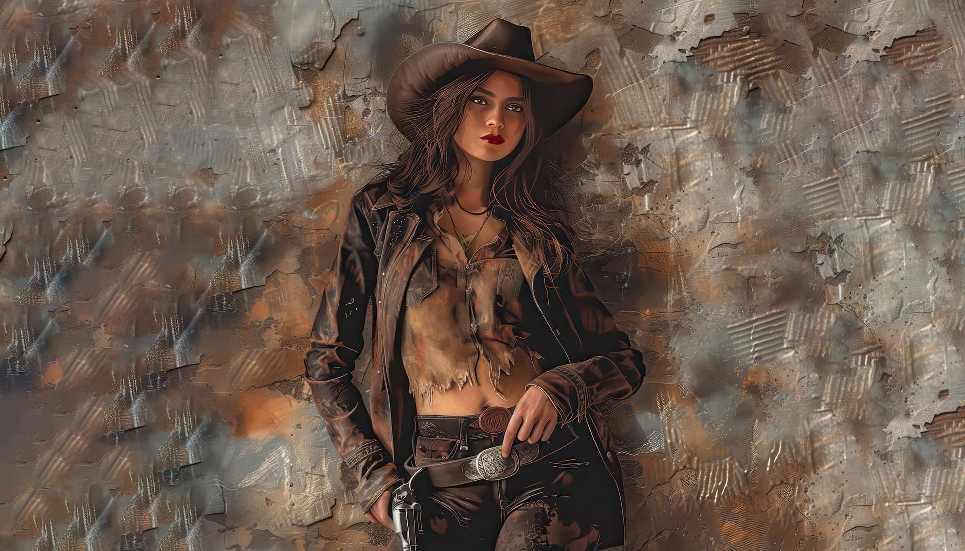 Boho Cowgirl Wallpaper - Vintage Western Wall Mural YMO-05100