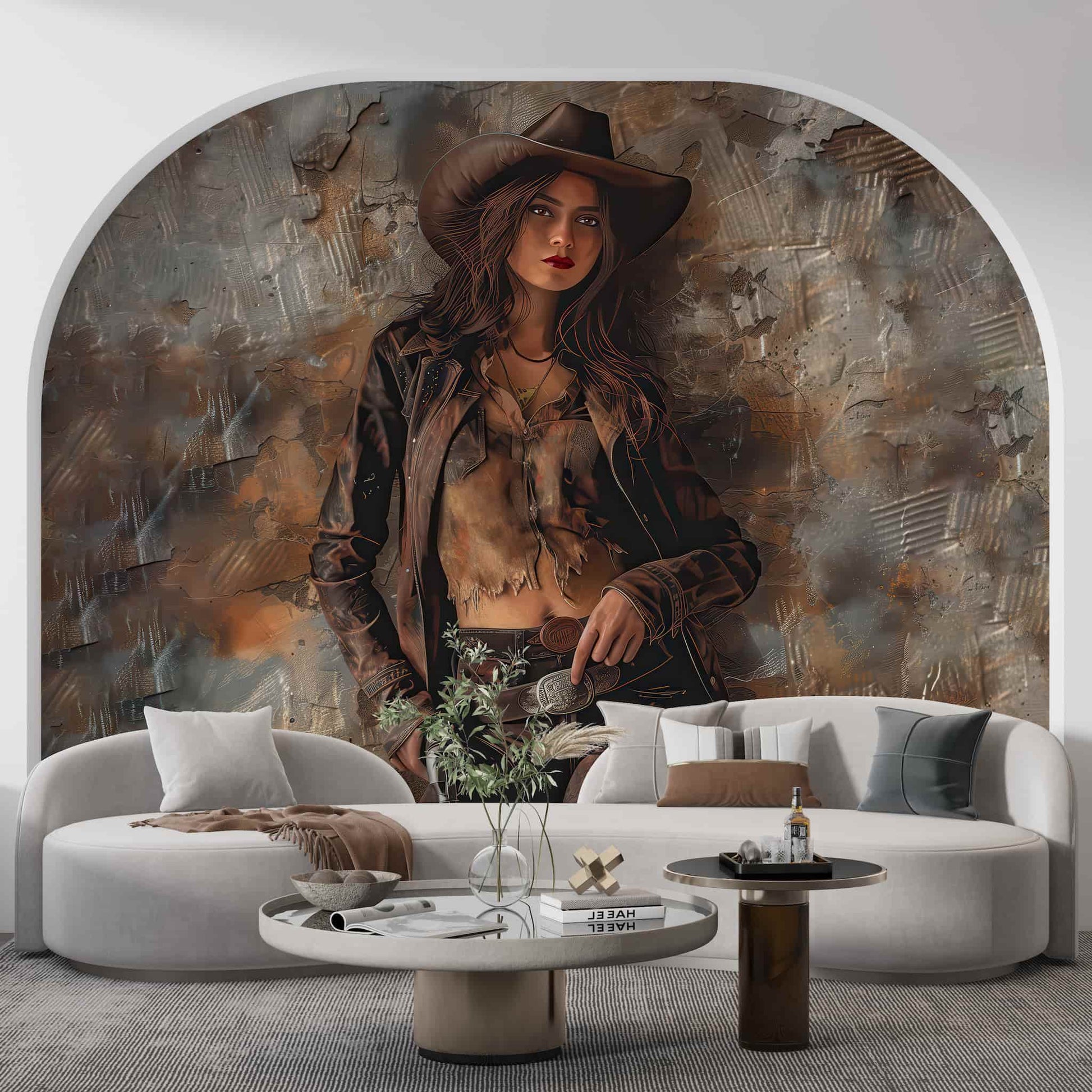 Boho Cowgirl Wallpaper - Vintage Western Wall Mural YMO-05100