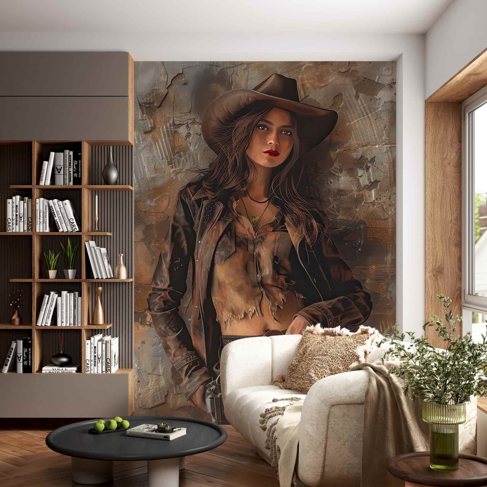 Boho Cowgirl Wallpaper - Vintage Western Wall Mural YMO-05100