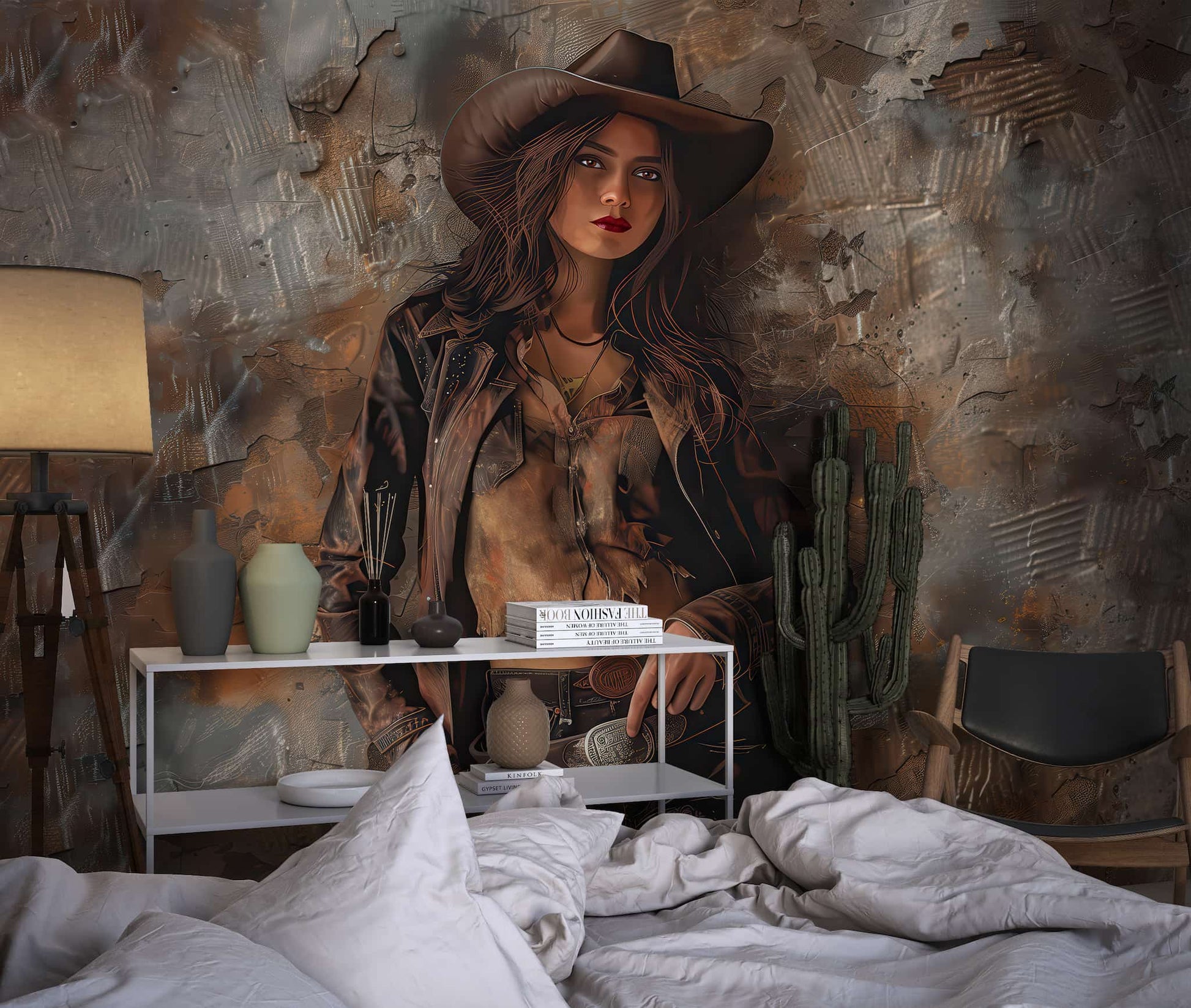 Boho Cowgirl Wallpaper - Vintage Western Wall Mural YMO-05100