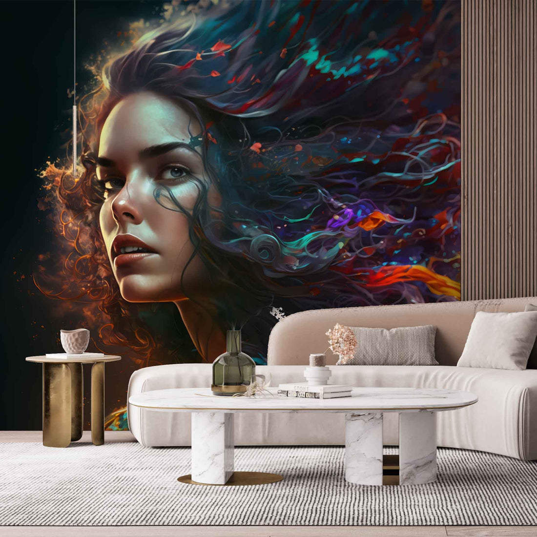 Colorful Woman Wallpaper, Beautiful Hairdresser Wallpaper YK-00388