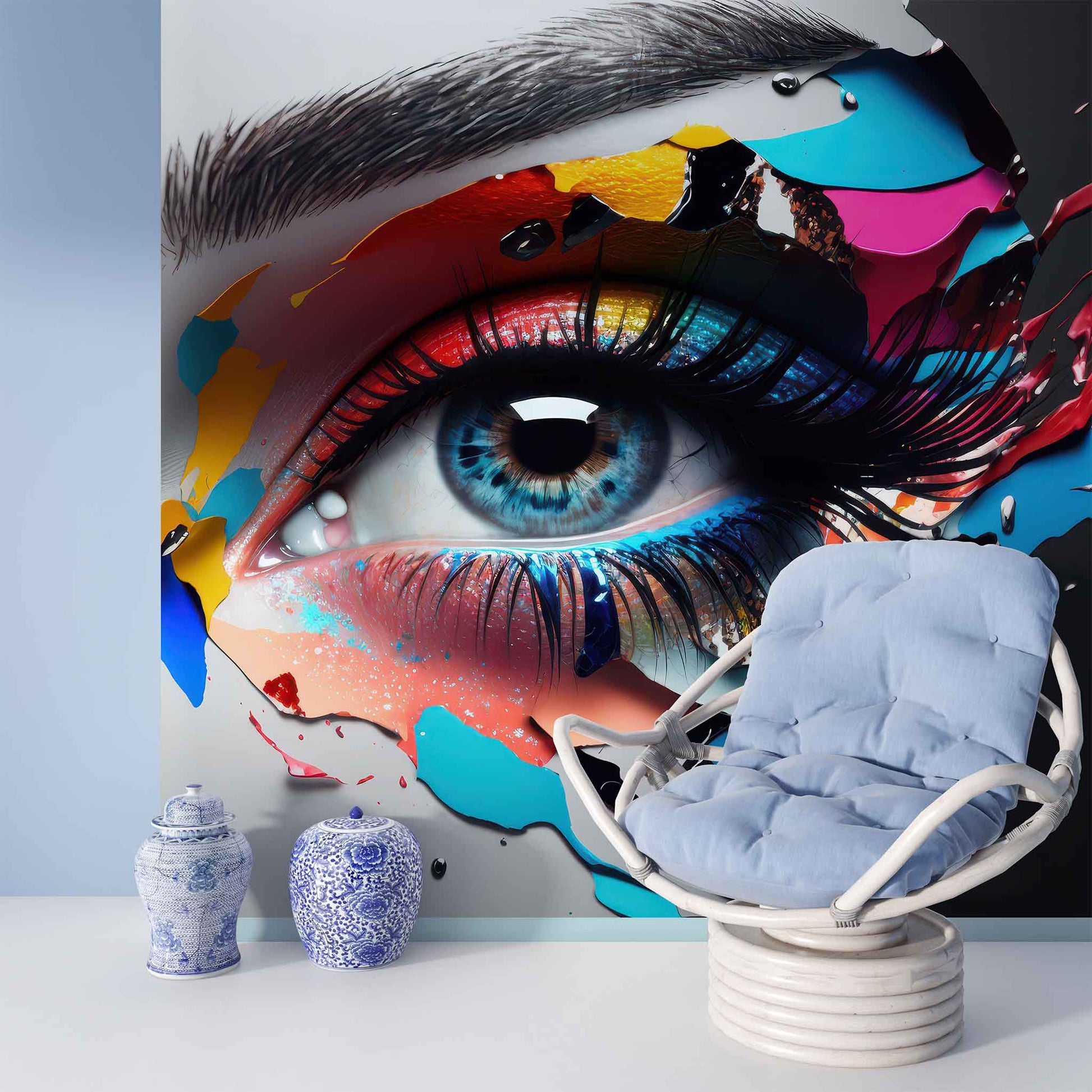 Eyelash Woman Wallpaper, Makeup Wall Mural, Beauty Parlour Decals YK-00780