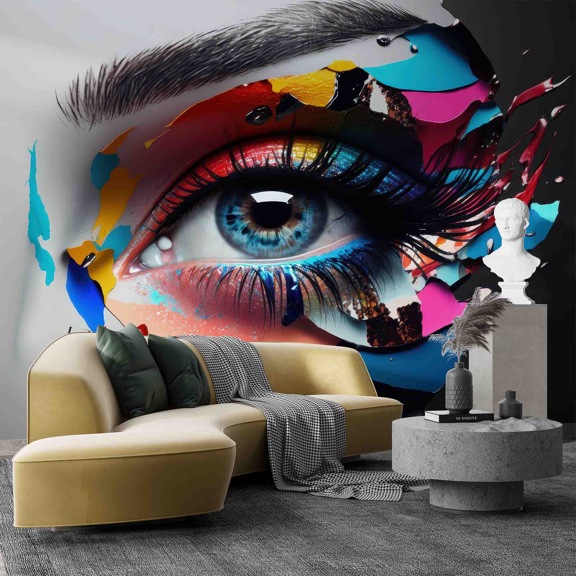 Eyelash Woman Wallpaper, Makeup Wall Mural, Beauty Parlour Decals YK-00780
