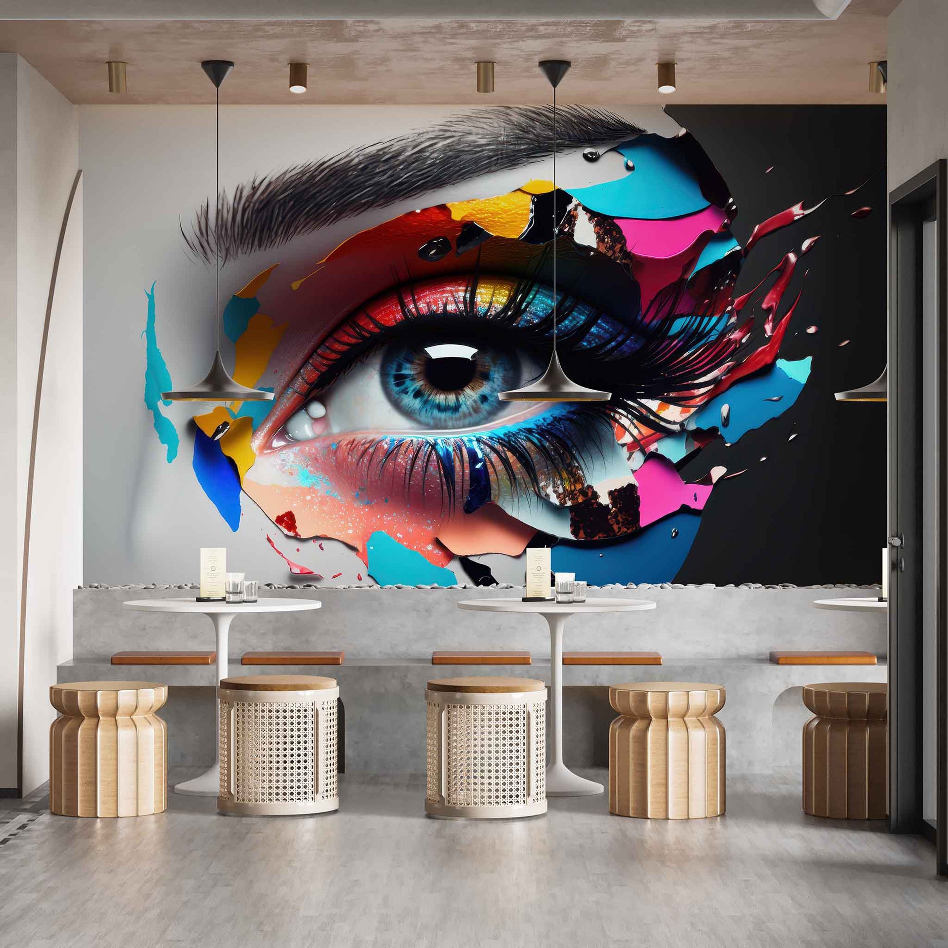 Eyelash Woman Wallpaper, Makeup Wall Mural, Beauty Parlour Decals YK-00780