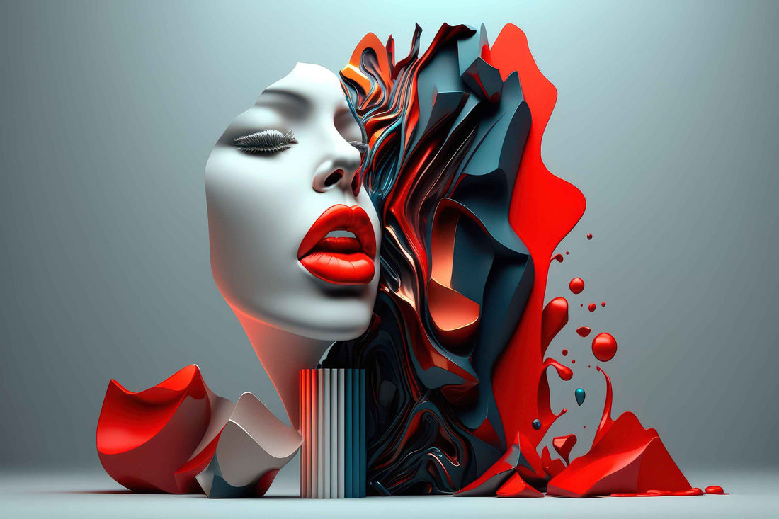 Gorgeous Woman Wall Decal, Red Lipstick Wallpaper YK-00785