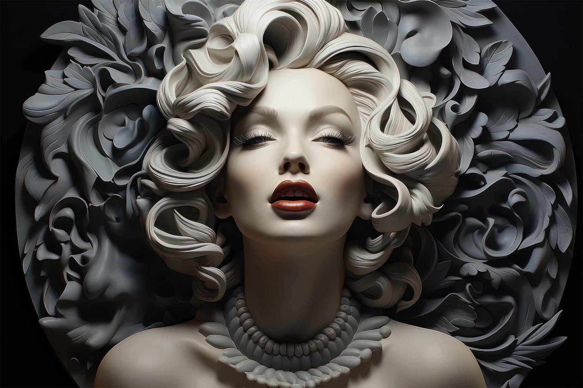 Marilyn Monroe Embossed Look Wallpaper | 3D Relief Wall Decal YK-30027