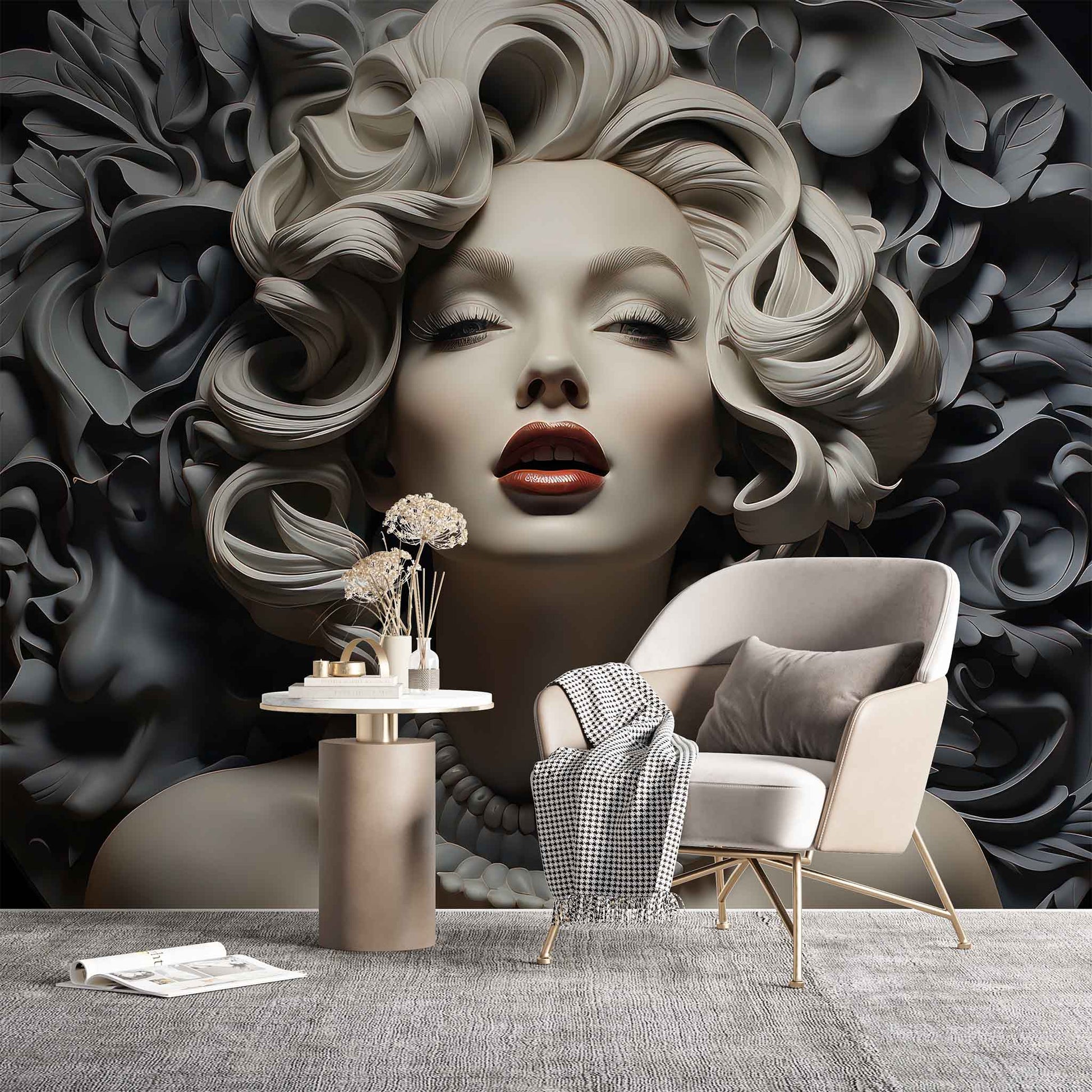 Marilyn Monroe Embossed Wallpaper | 3D Relief Wall Decal