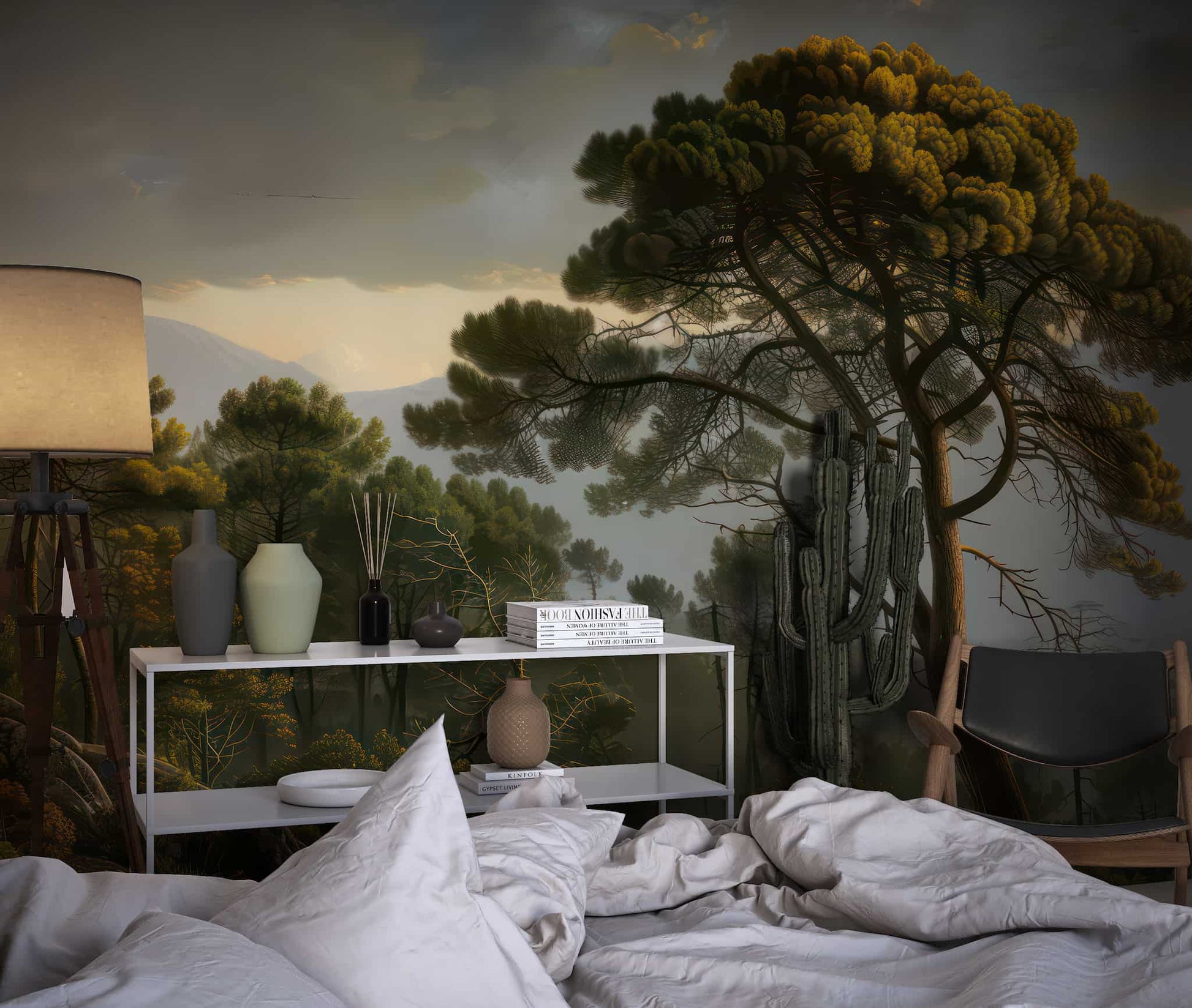 Vintage Scenic Wallpaper, Tree Wall Mural
