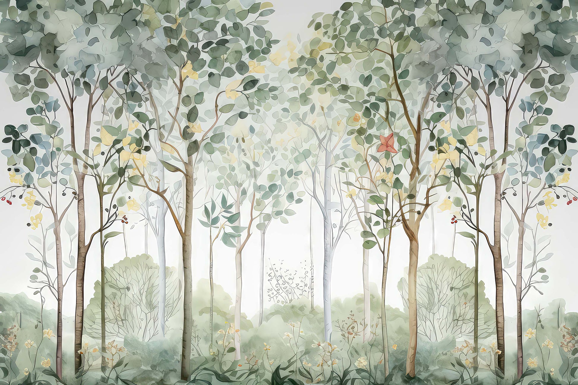 Watercolor Forest Wallpaper | Jungle Nursery Decor YCO-02525