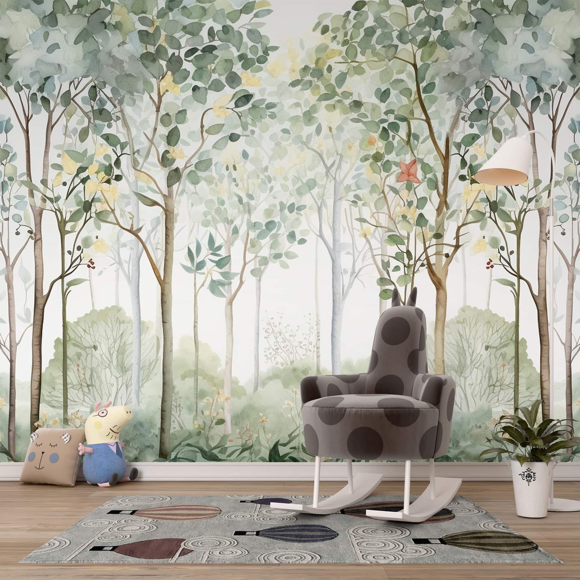 Watercolor Forest Wallpaper | Jungle Nursery Decor YCO-02525 wallpaper peel and stick