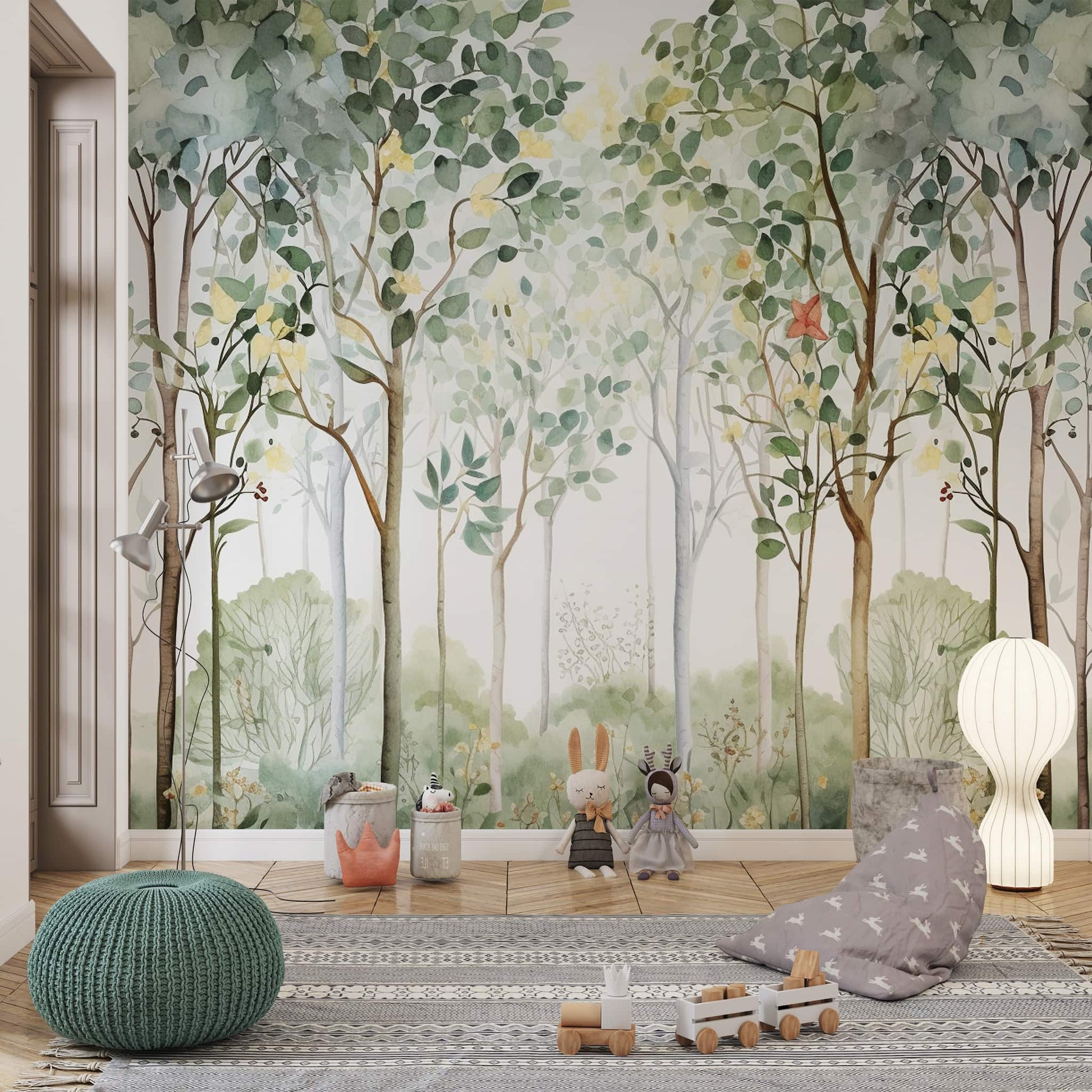 Watercolor Forest Wallpaper | Jungle Nursery Decor YCO-02525 wallpaper peel and stick