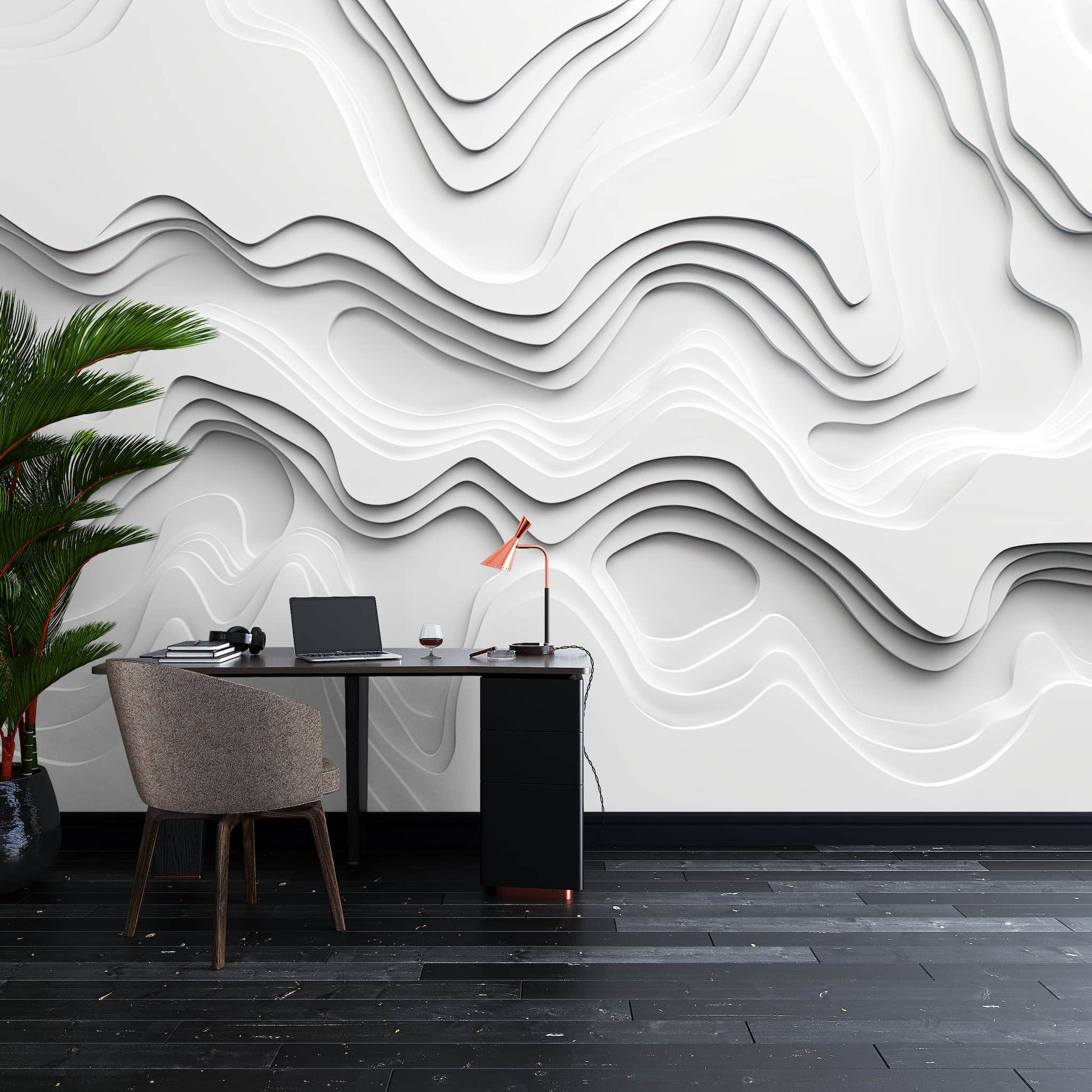 White Lines Minimalist Wallpaper 3D Embossed Look Mural YMO-05056
