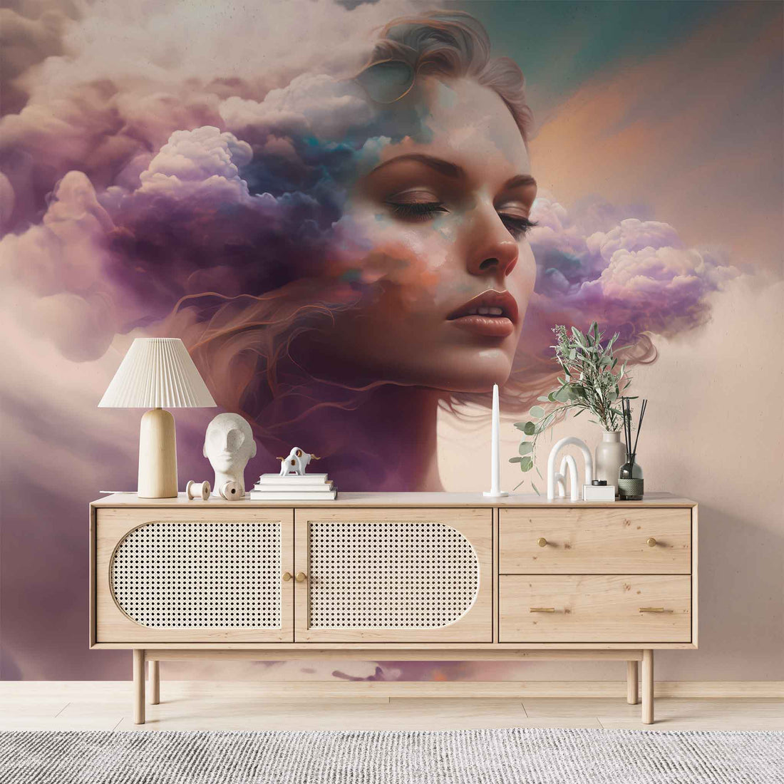 Women and Clouds Abstract Wallpaper  Artistic Wall Decor YS-00019