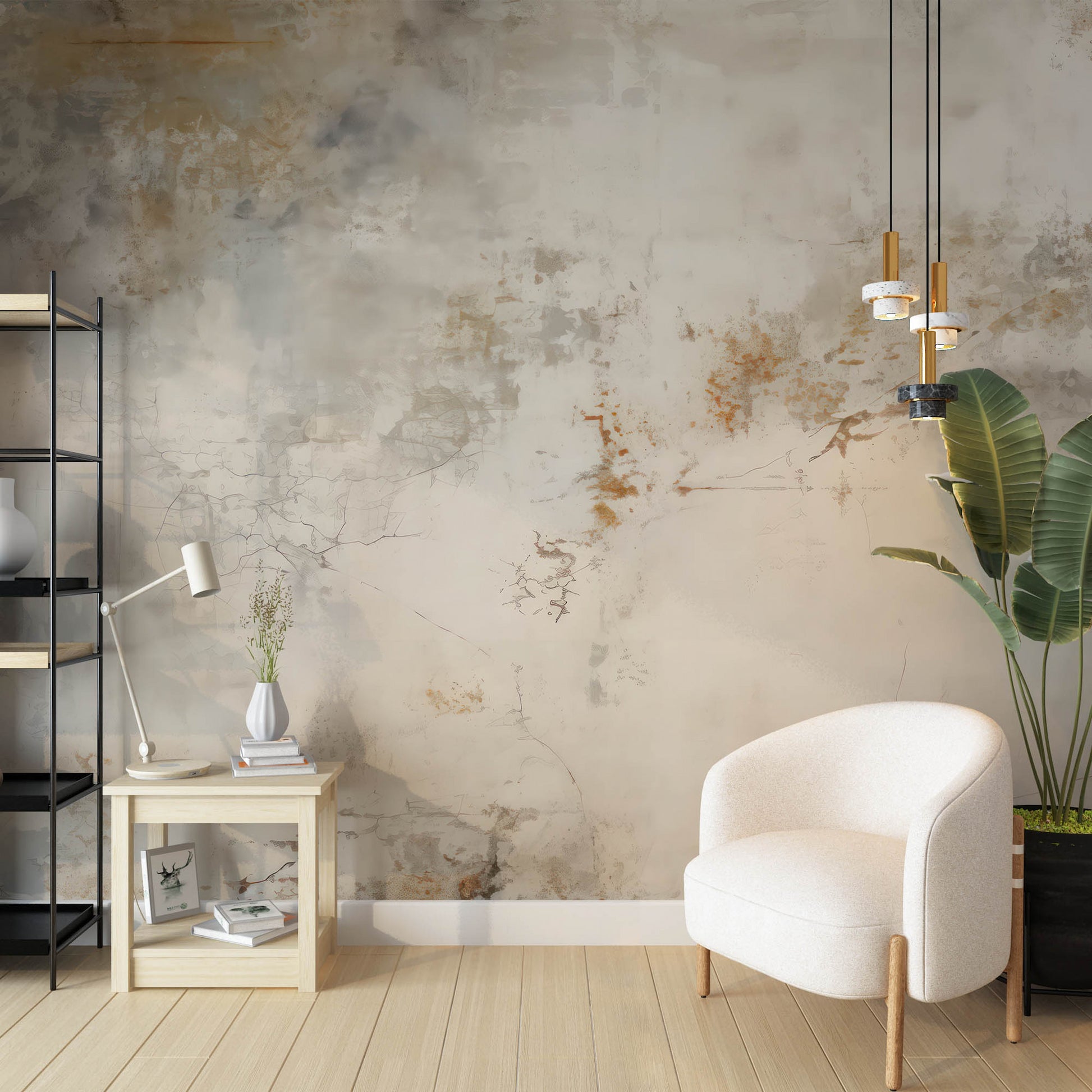 Beige Plaster Textured Wallpaper | Removable Concrete Wall Mural
