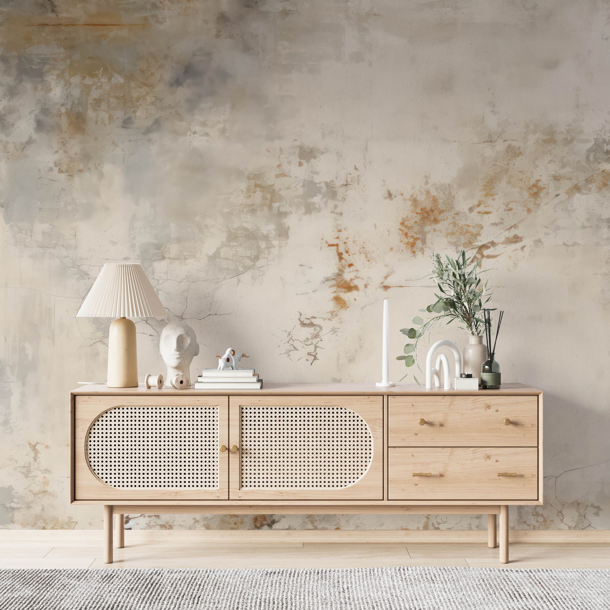 peel and stick Beige Plaster Textured Wallpaper | Removable Concrete Wall Mural