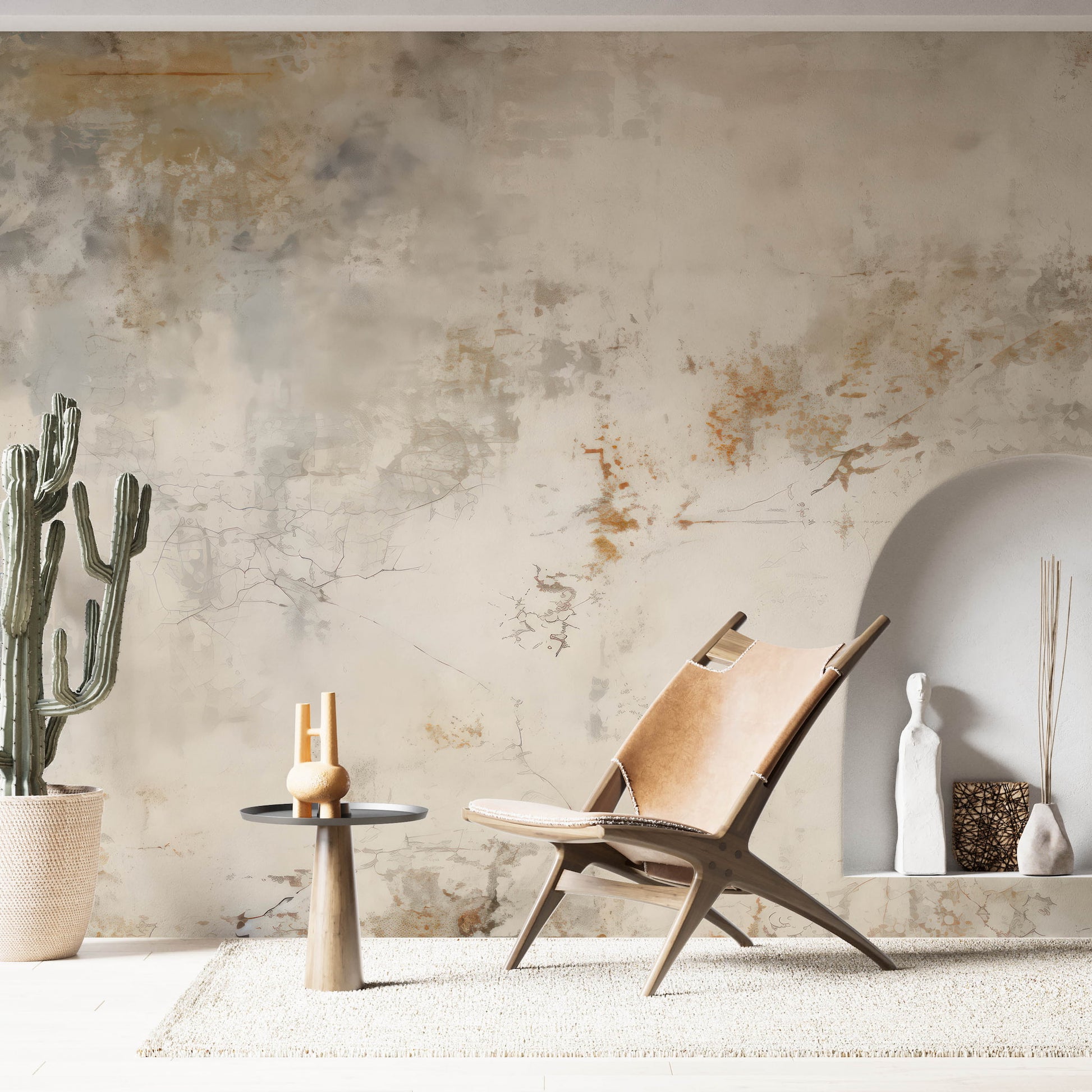 peel and stick Beige Plaster Textured Wallpaper | Removable Concrete Wall Mural