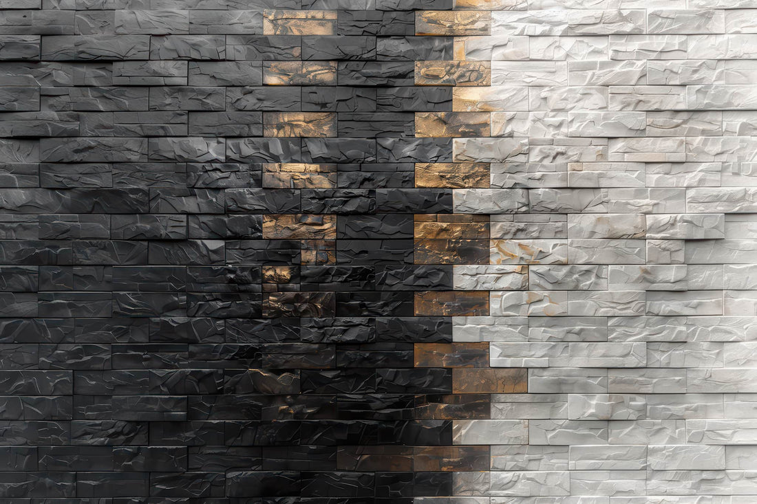 3D Black and White Brick Wallpaper, Minimalist Mural YMO-05091