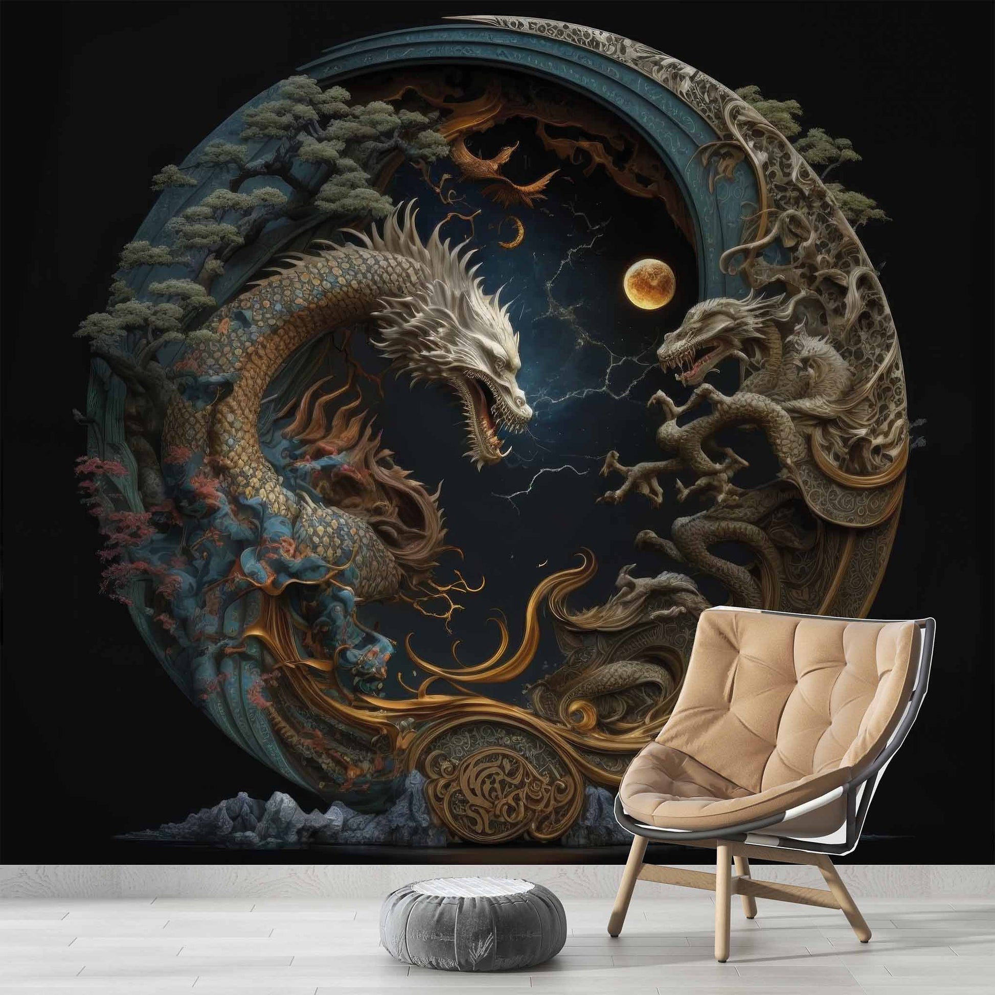 3D Dragon Wallpaper | Magical Mythological Wall Mural YT-00129 wallpaper peel and stick