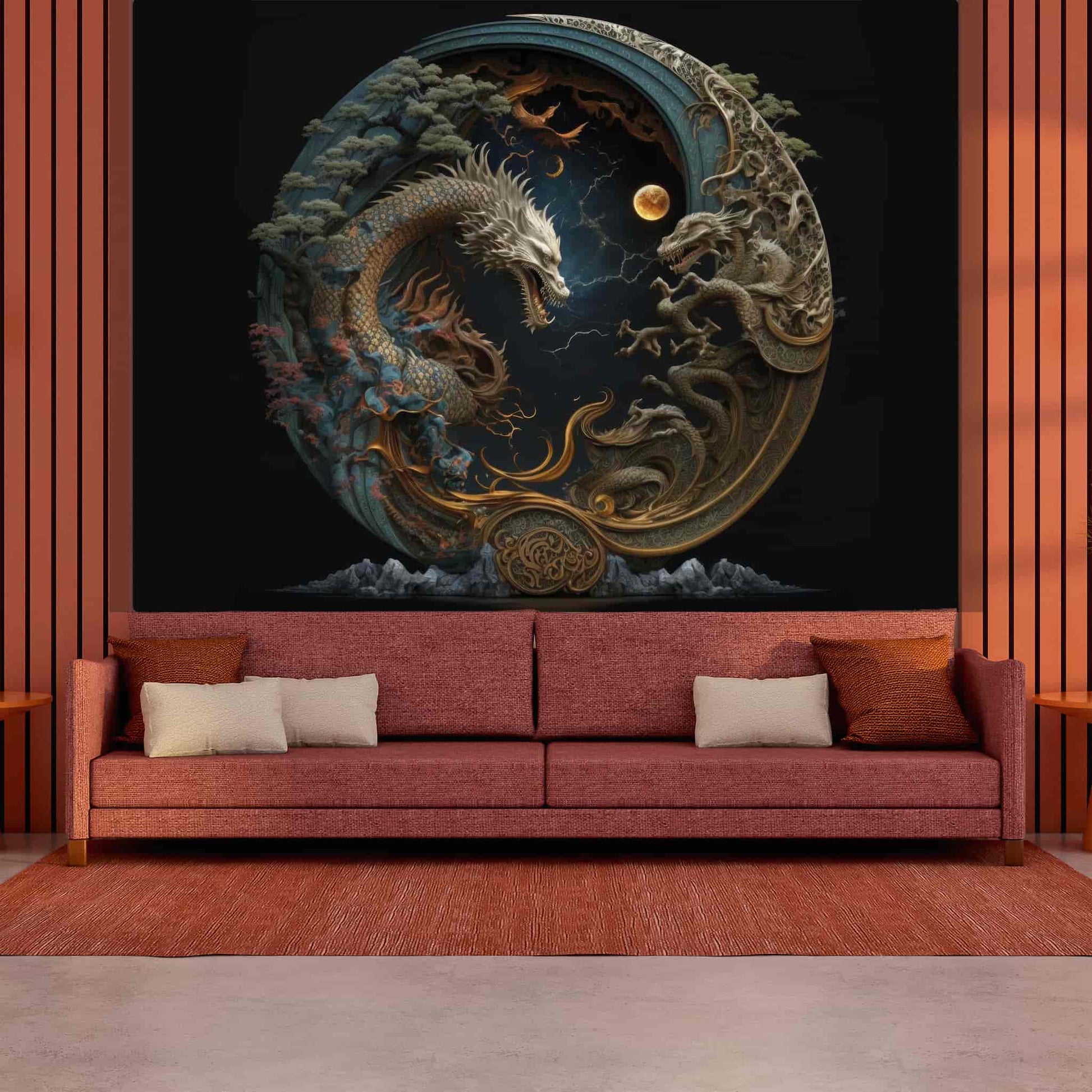 3D Dragon Wallpaper | Magical Mythological Wall Mural YT-00129
