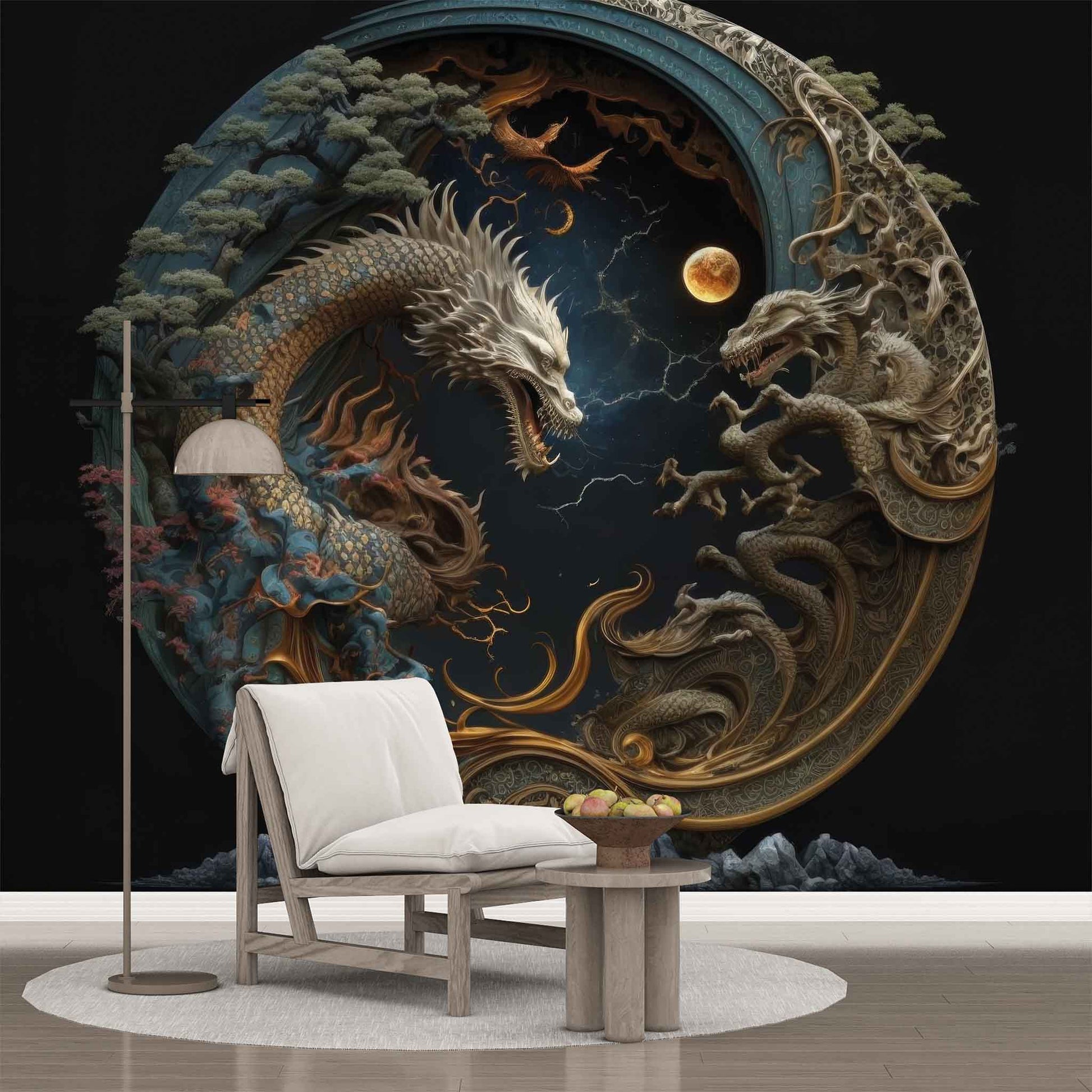 3D Dragon Wallpaper | Magical Mythological Wall Mural YT-00129
