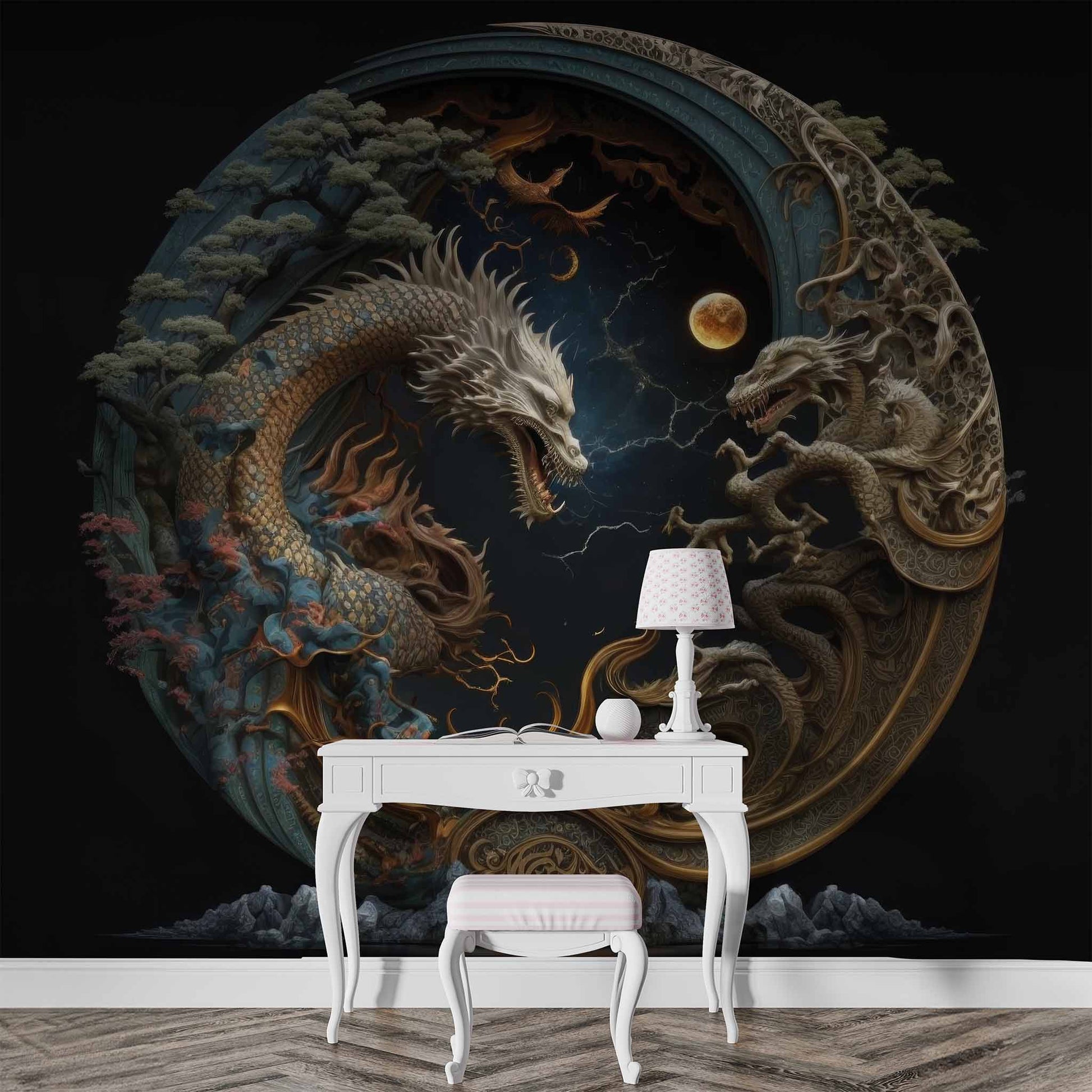 3D Dragon Wallpaper | Magical Mythological Wall Mural YT-00129