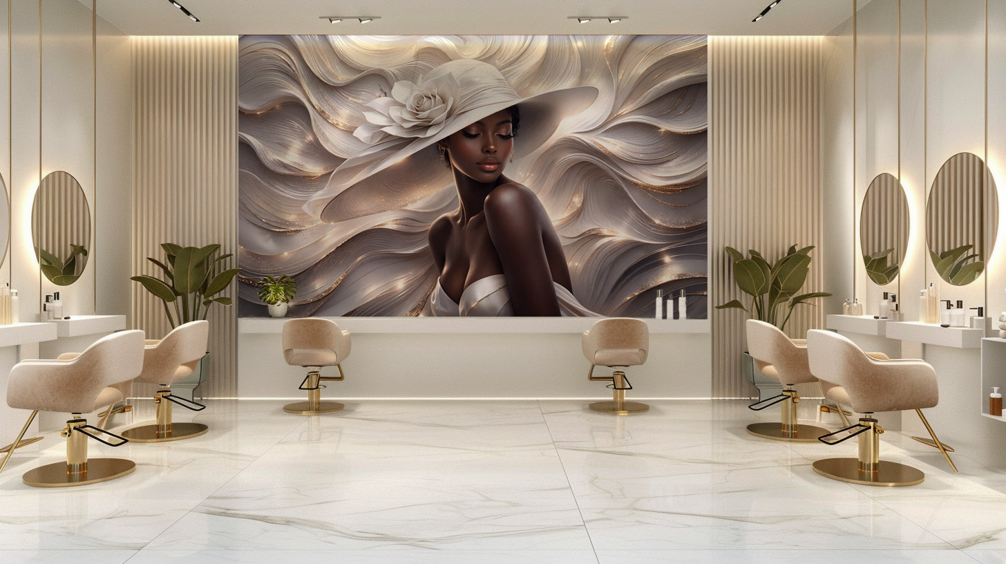 3D Elegant African Queen Wall Mural  Realistic Black Woman Art Wallpaper YK-06042
