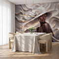 3D Elegant African Queen Wall Mural  Realistic Black Woman Art Wallpaper YK-06042