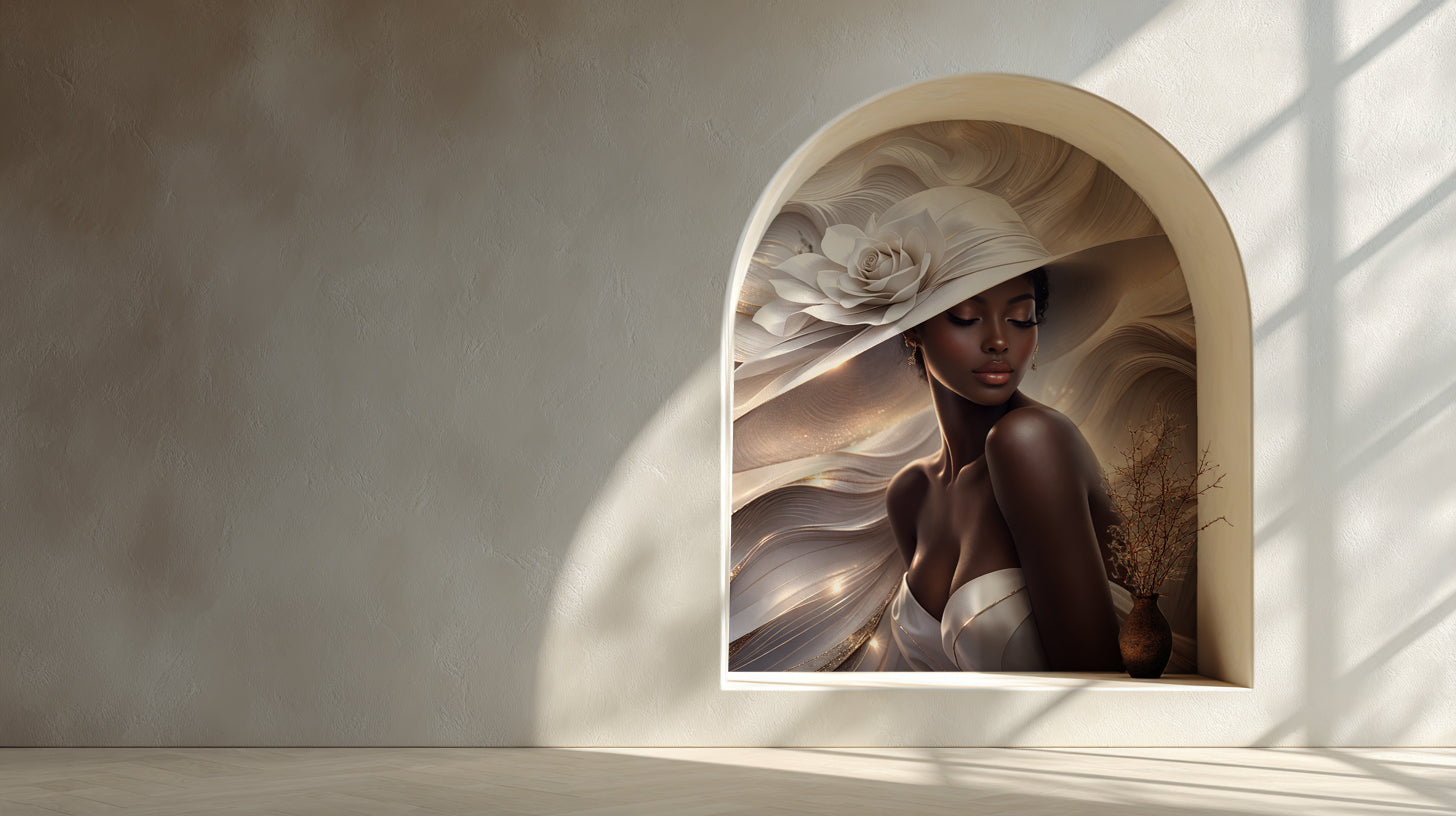 3D Elegant African Queen Wall Mural  Realistic Black Woman Art Wallpaper YK-06042