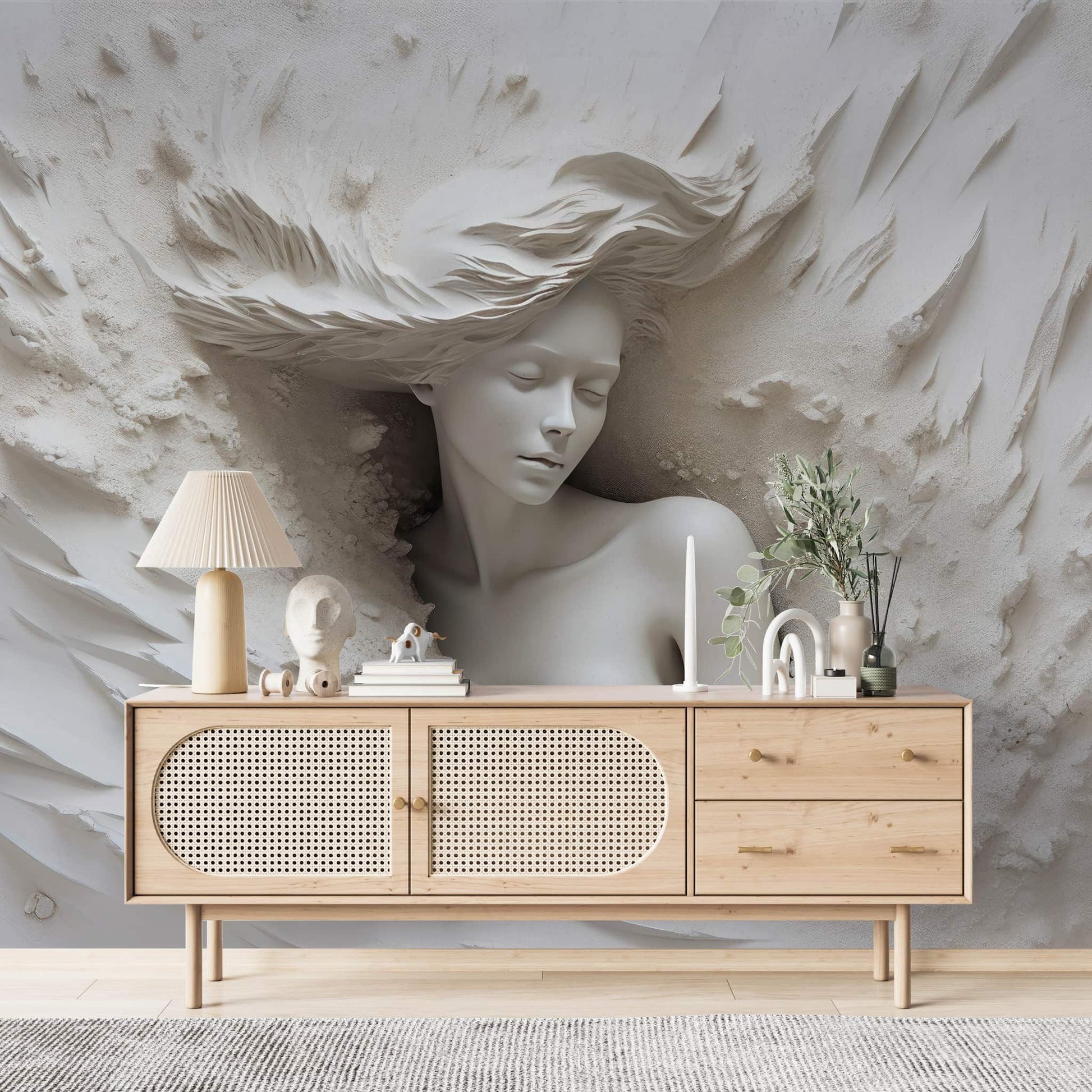 3D Embossed Woman Wallpaper | Illusion Wall Mural