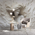 3D Embossed Woman Wallpaper | Illusion Wall Mural