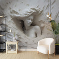 3D Embossed Woman Wallpaper | Illusion Wall Mural