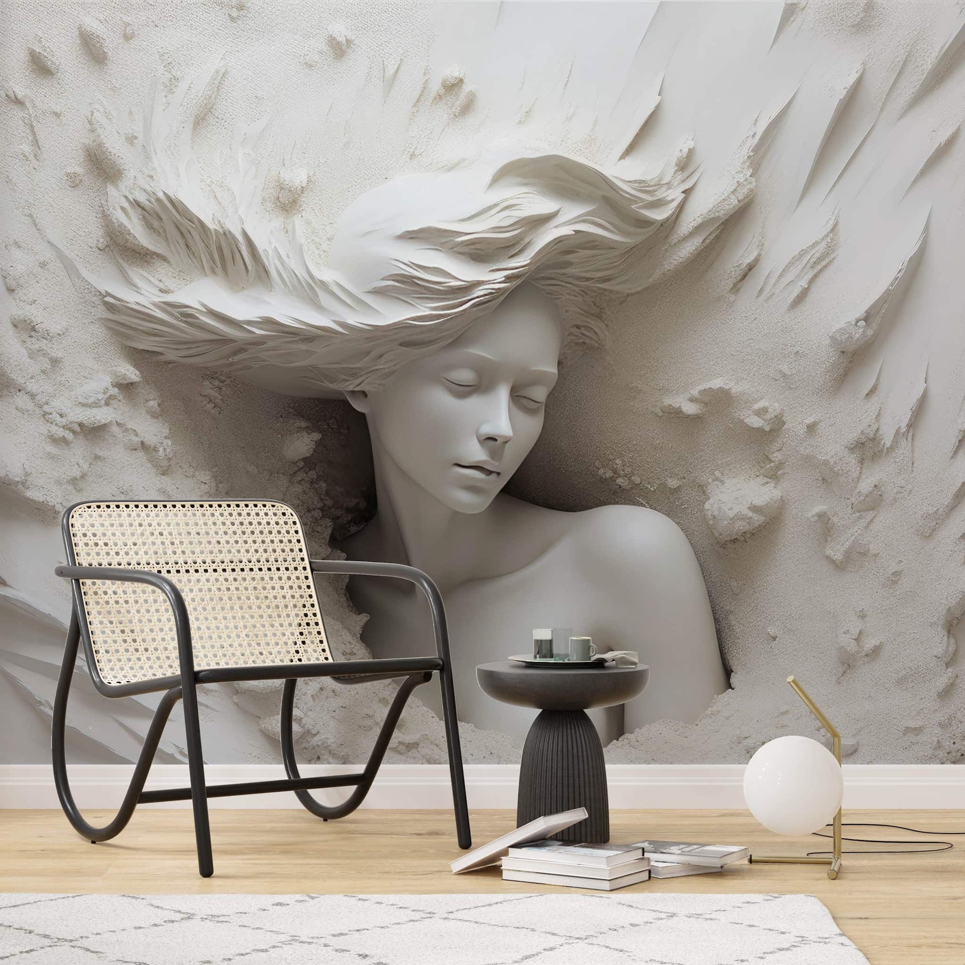 3D Embossed Woman Wallpaper | Illusion Wall Mural