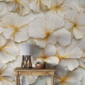 3D Gold Floral Wallpaper  Embossed Flower Mural YD-02454