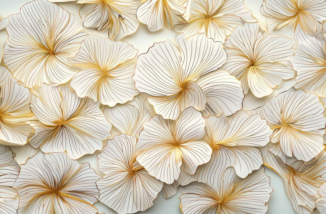 3D Gold Floral Wallpaper  Embossed Flower Mural YD-02454
