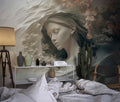 3D Illusion Woman Wallpaper | Embossed Wall Mural YK-02542 peel and stick wallpaper
