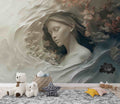 3D Illusion Woman Wallpaper | Embossed Wall Mural YK-02542