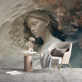 3D Illusion Woman Wallpaper | Embossed Wall Mural YK-02542