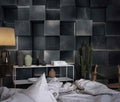 3D Modern Wall Art, Black Geometric Pattern Dark Wall Decal YMO-05077