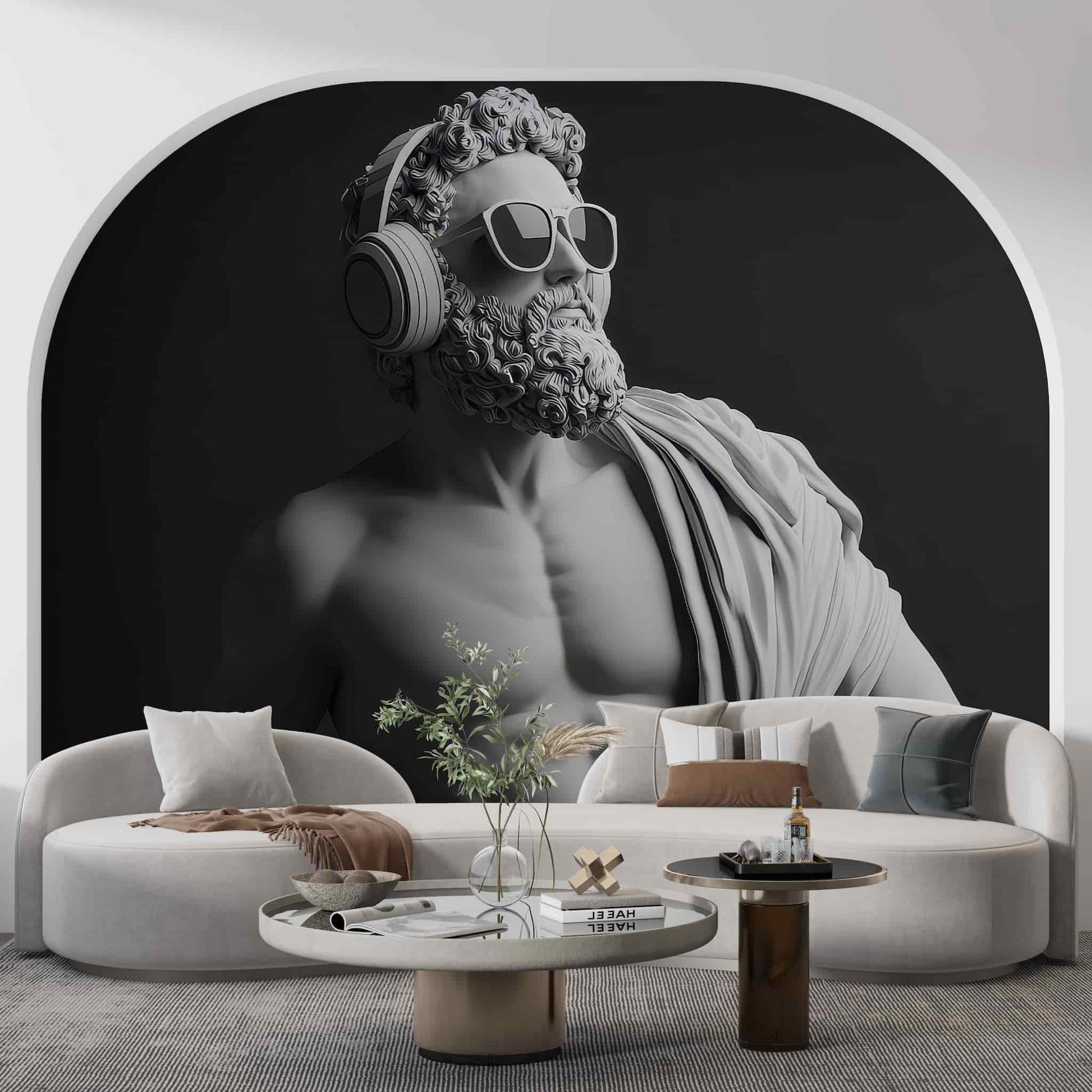 3D Man Statue Wall Art | Mythological Relief Mural Decor | Luxury Wallpaper YM-05072