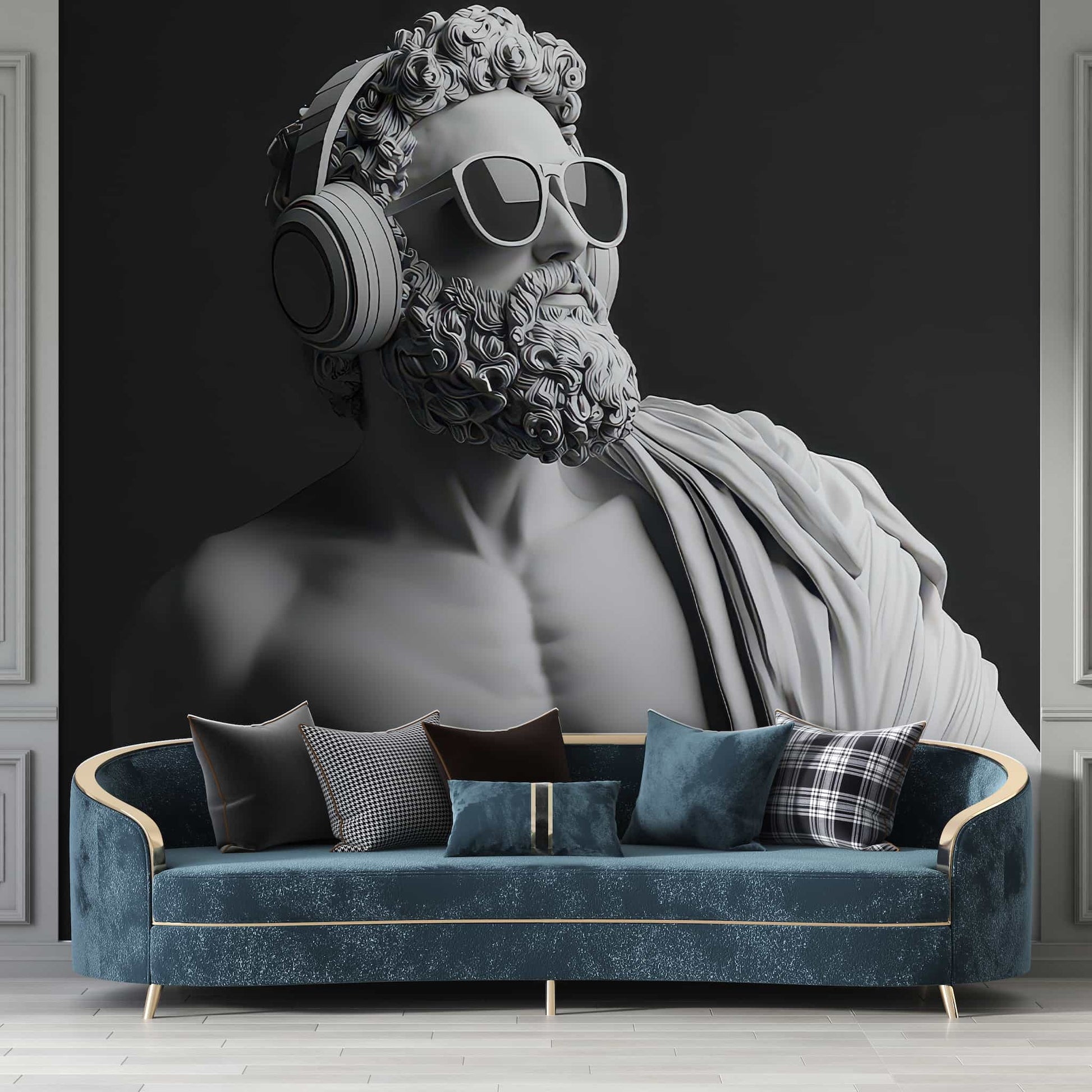 3D Man Statue Wall Art | Mythological Relief Mural Decor | Luxury Wallpaper YM-05072