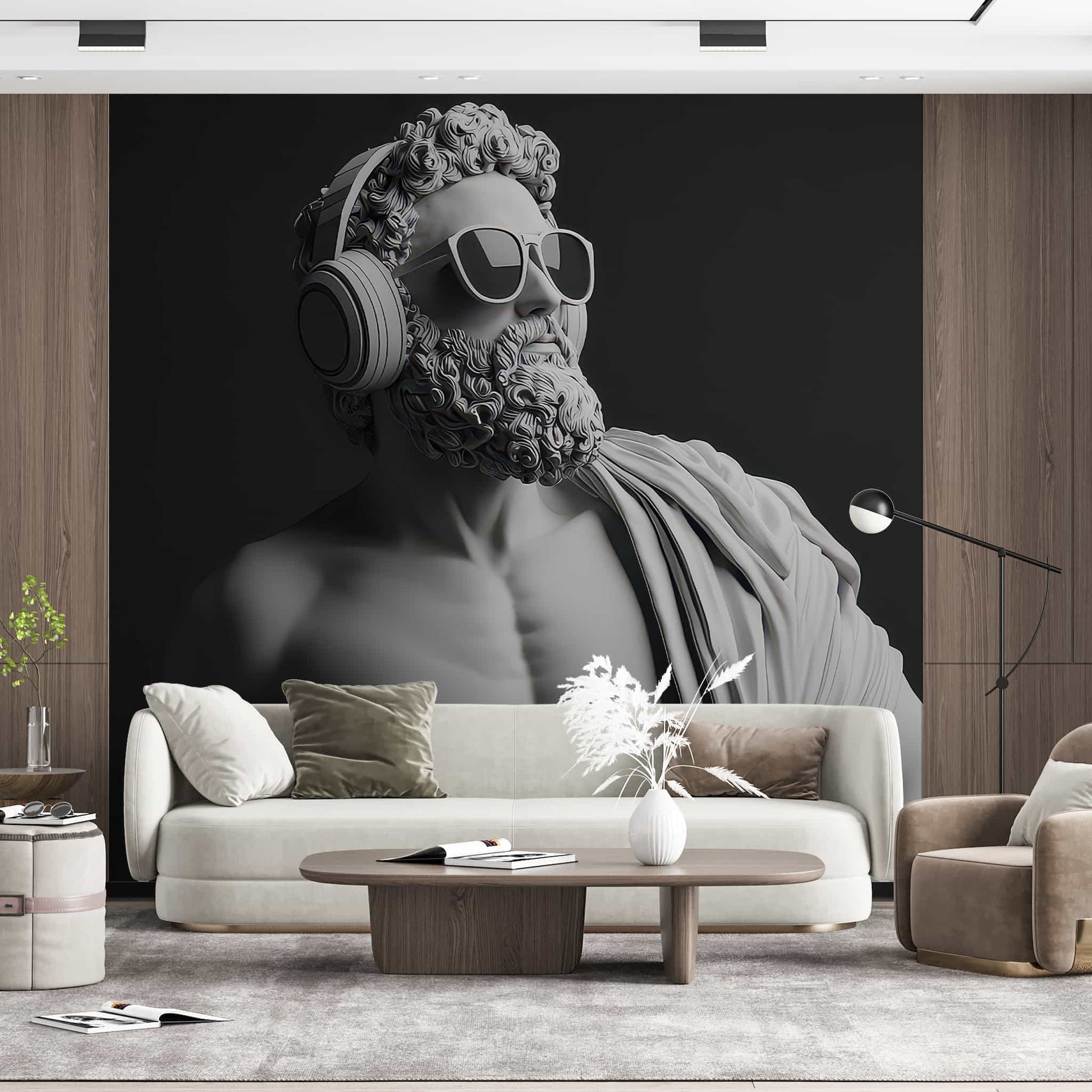 3D Man Statue Wall Art | Mythological Relief Mural Decor | Luxury Wallpaper YM-05072