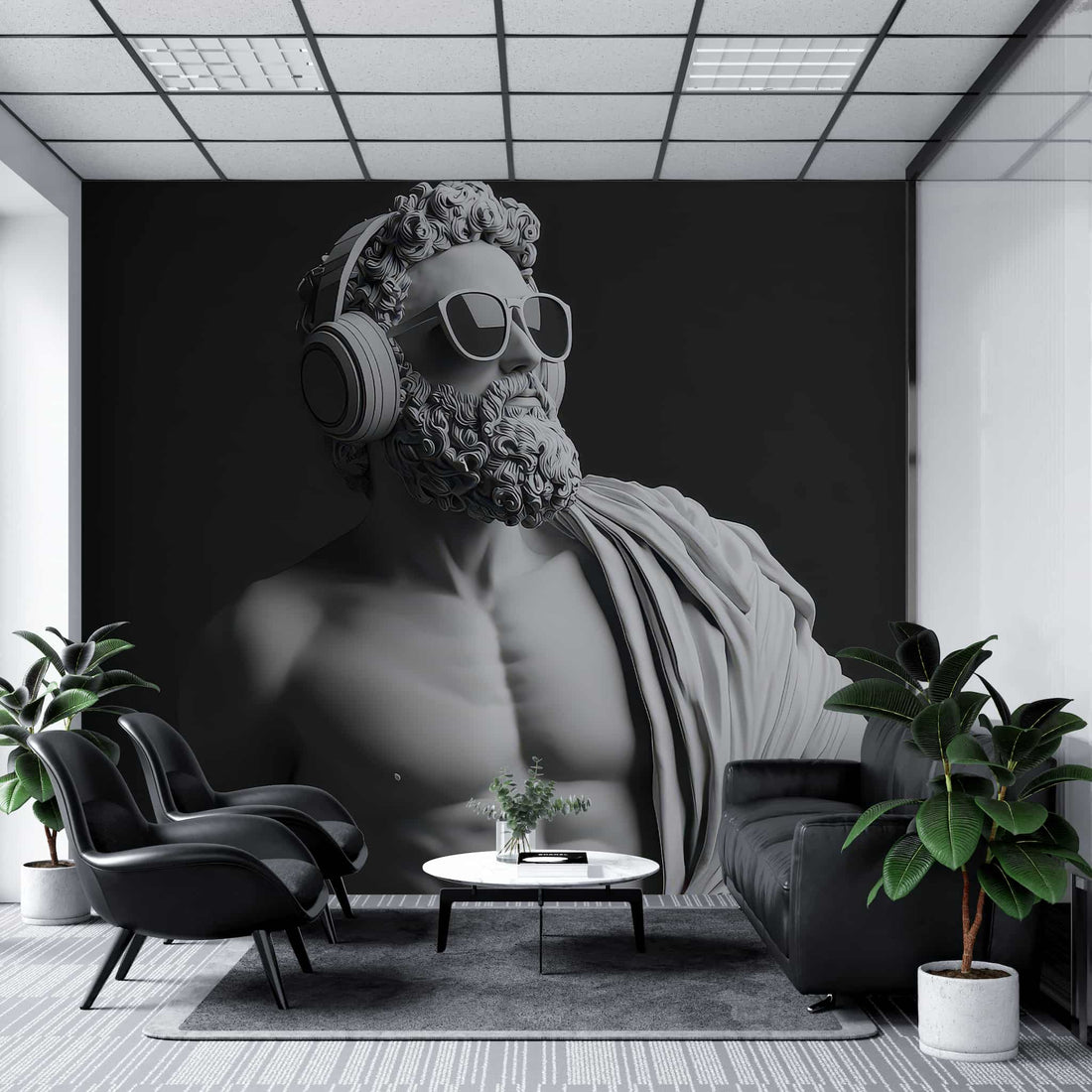 3D Man Statue Wall Art | Mythological Relief Mural Decor | Luxury Wallpaper YM-05072