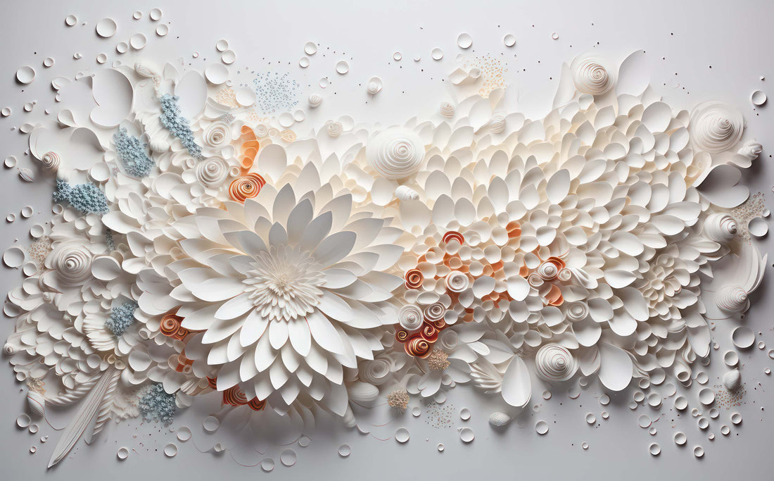 3D Relief Flower Wallpaper Embossed Floral Mural peel and stick