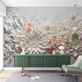 3D Relief Flower Wallpaper  Embossed Floral Mural